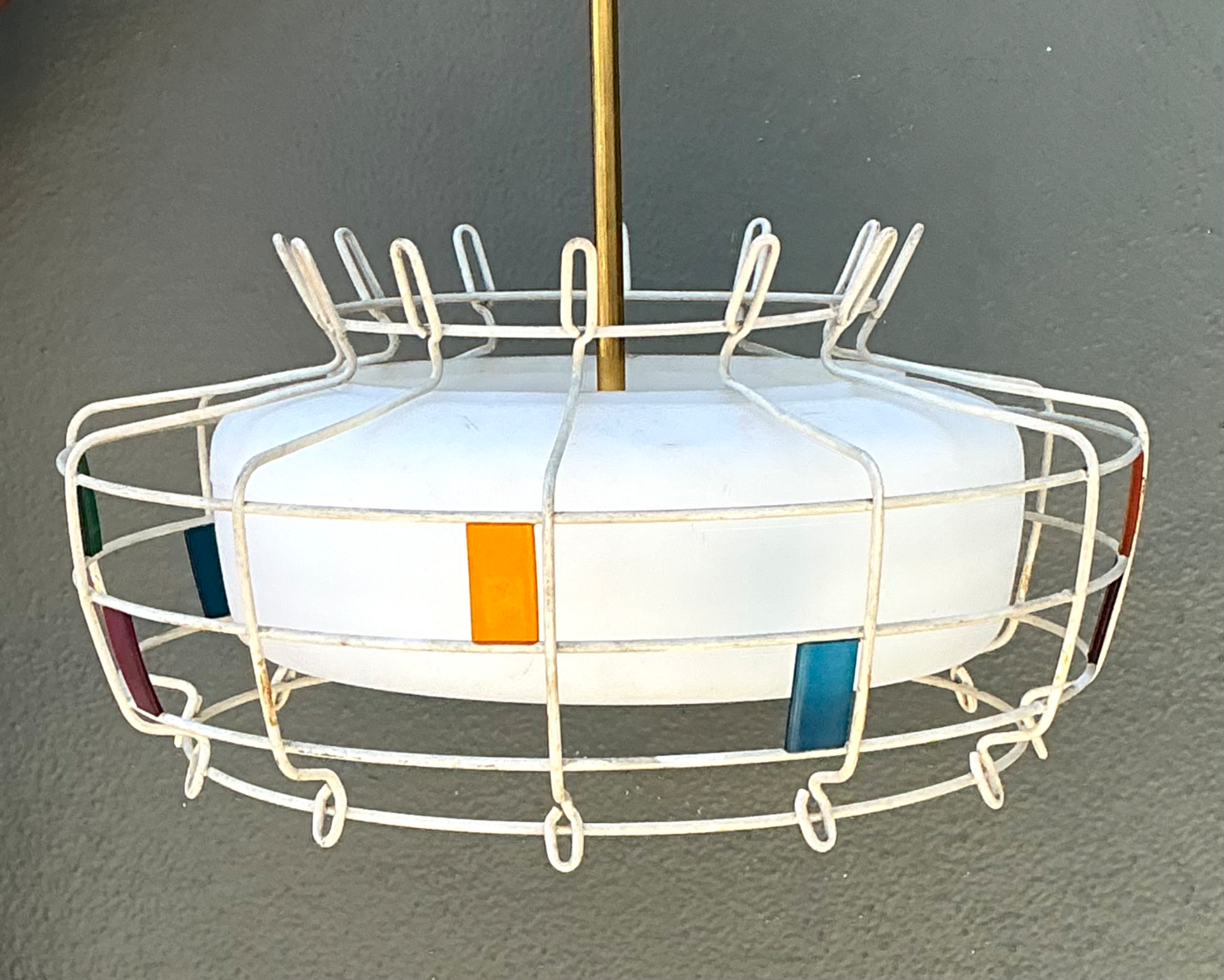Vintage Mid-Century Modern Wire Pendant Fixture - Back view