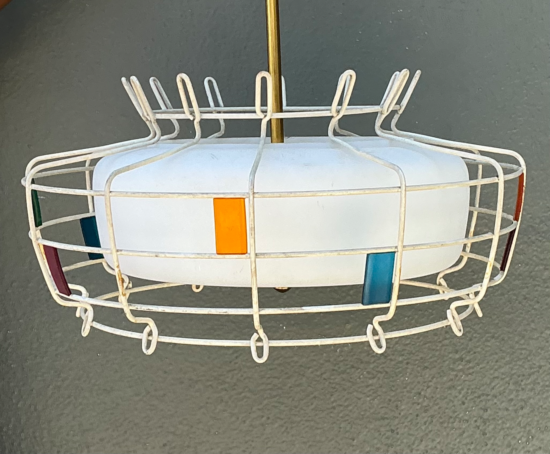 Vintage Mid-Century Modern Wire Pendant Fixture - Side view
