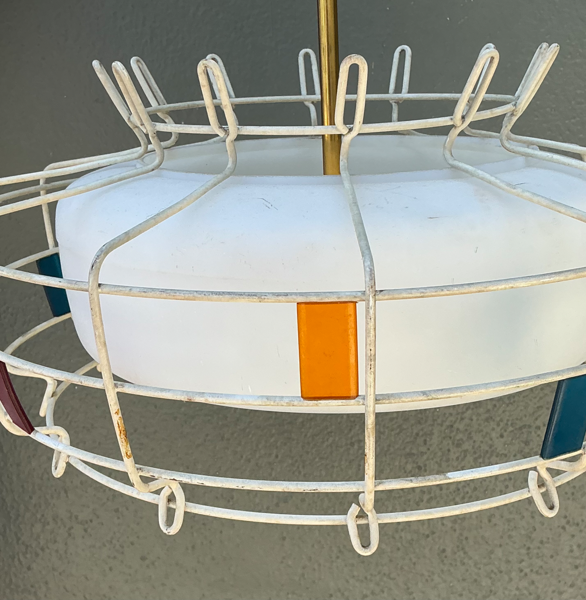Vintage Mid-Century Modern Wire Pendant Fixture - Top view