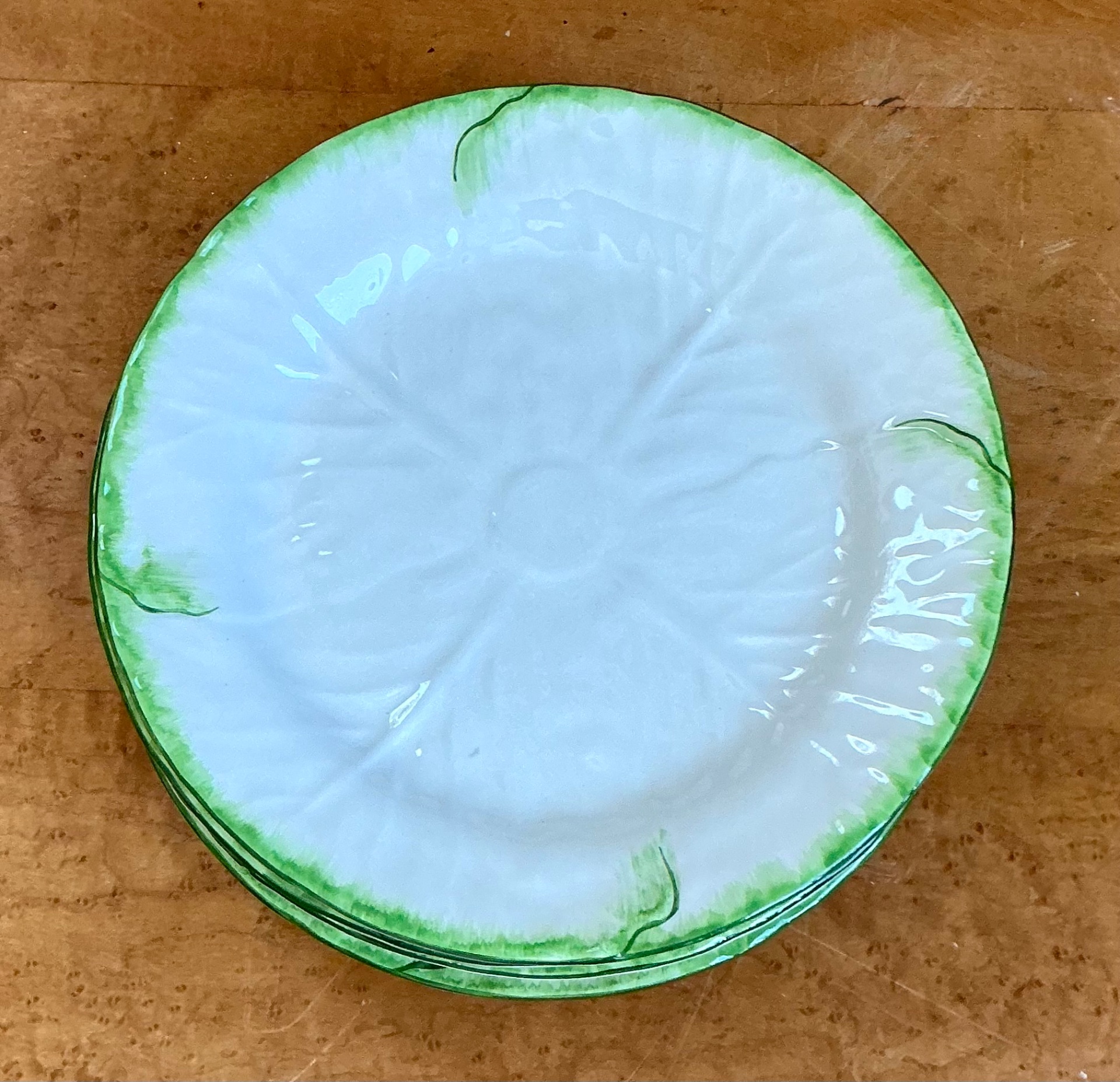 Set of 6 Vintage Tiffany and Co Ceramiche Cabbage Leaf Plates - Back view