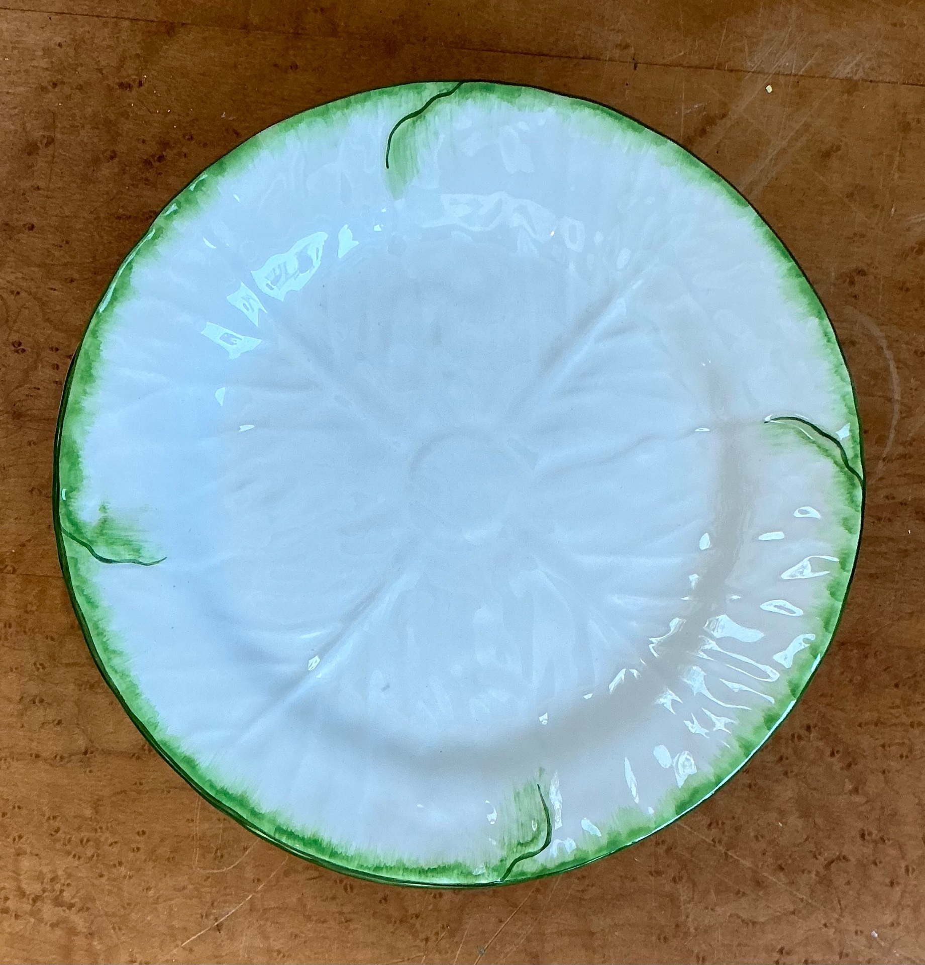 Set of 6 Vintage Tiffany and Co Ceramiche Cabbage Leaf Plates - Top view