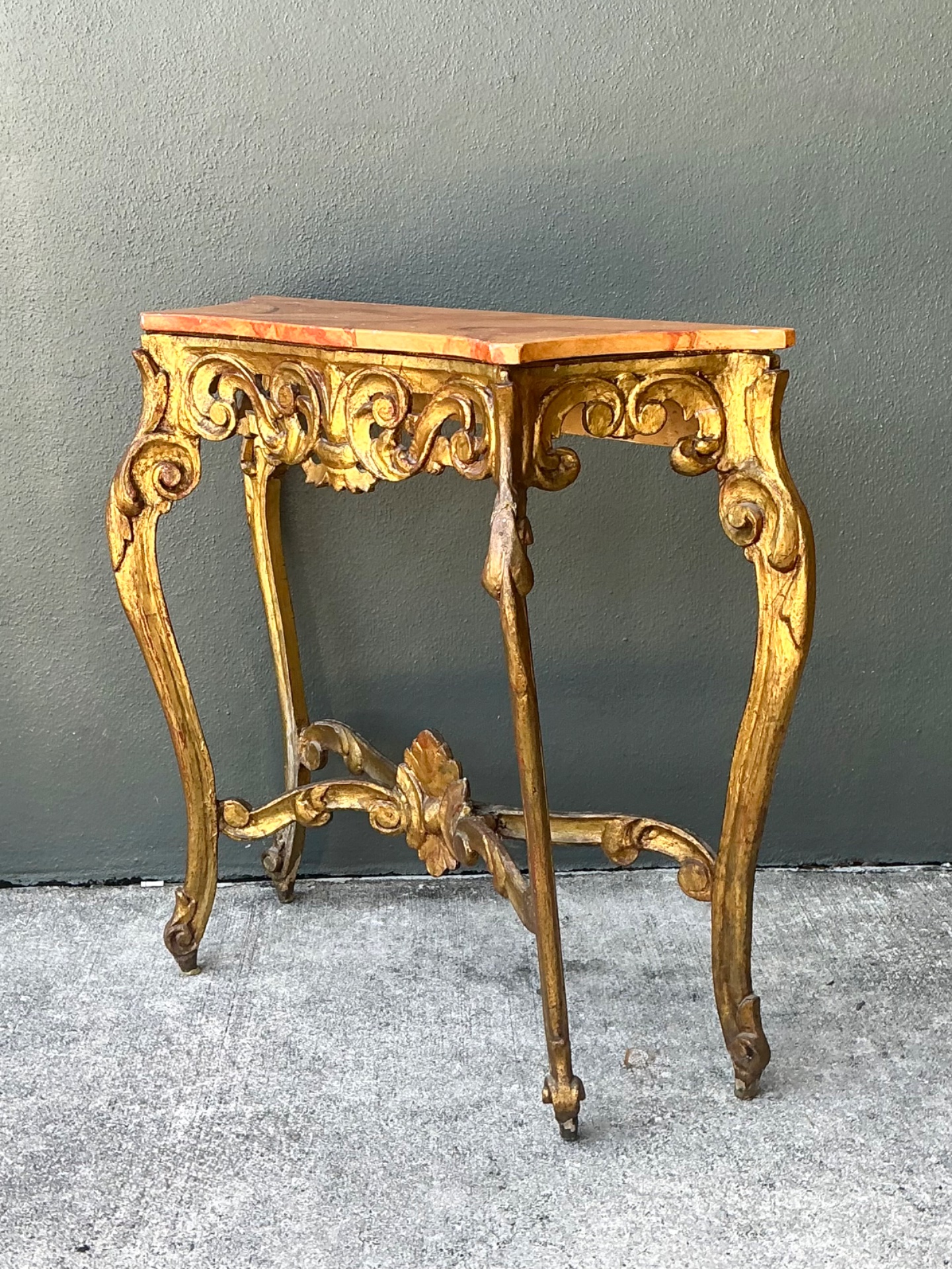 Vintage Italian Rococo Style Console Table - Side view