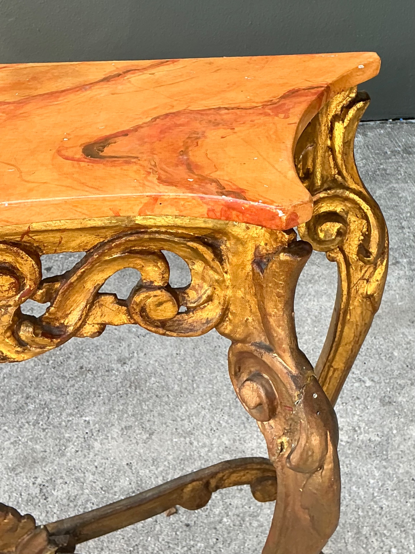 Vintage Italian Rococo Style Console Table - Top view