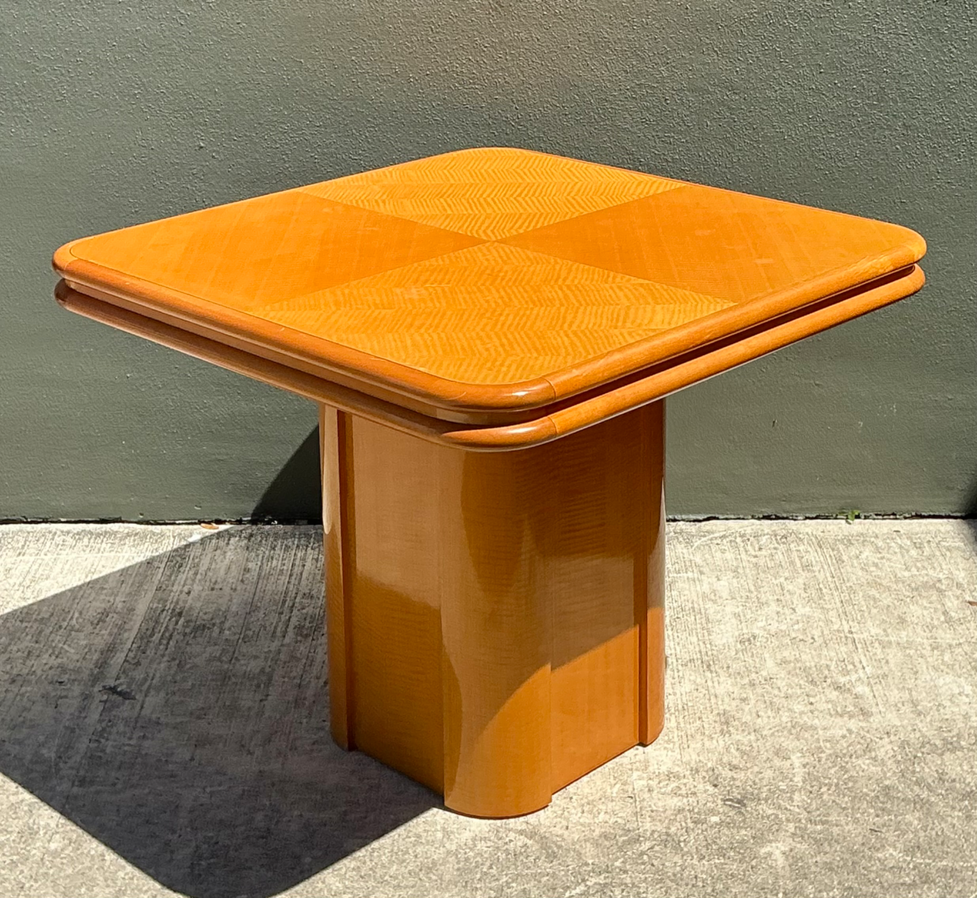 Vintage Geometric Wood Extendable Game Table - Side view