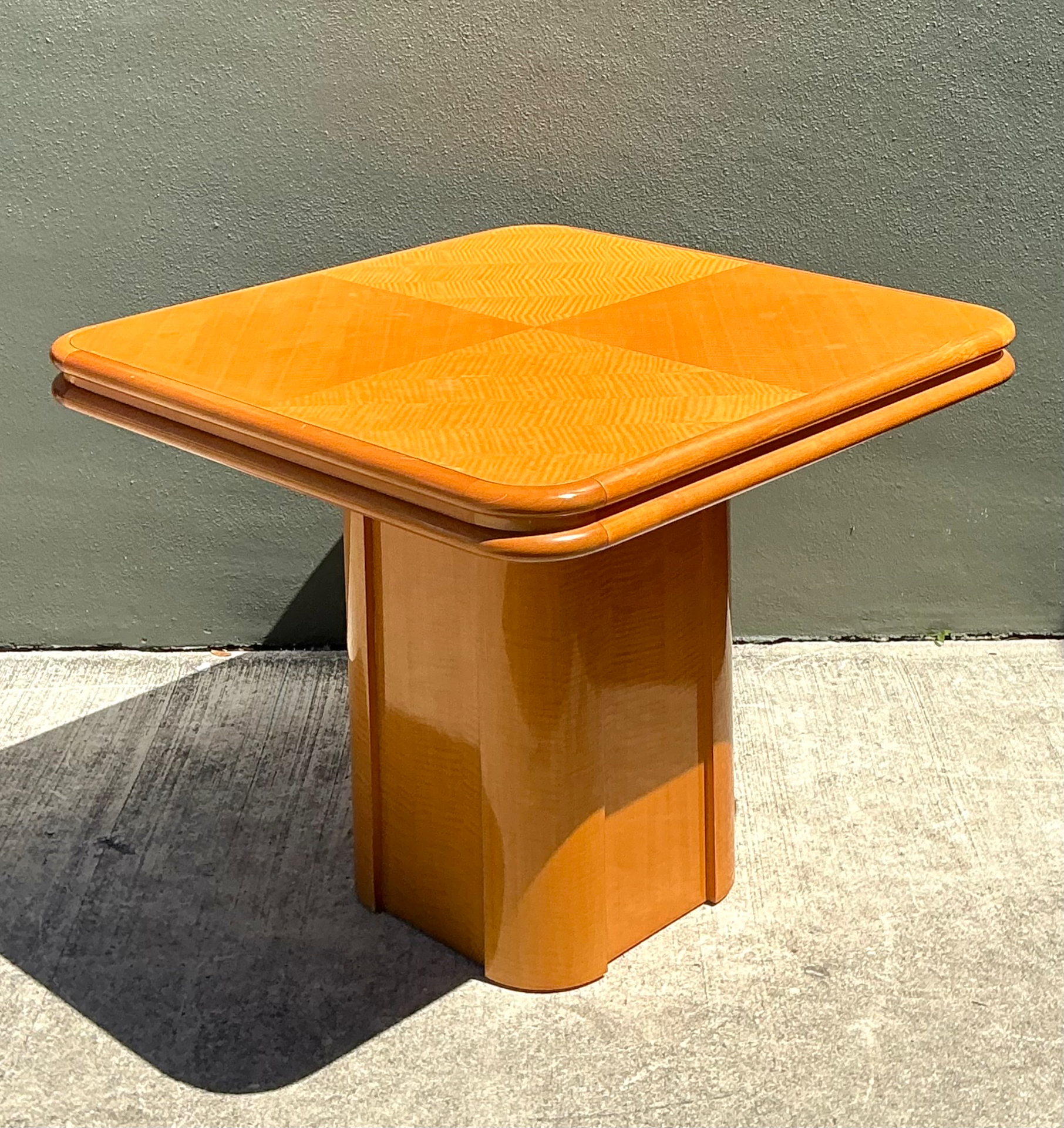 Vintage Geometric Wood Extendable Game Table - Top view