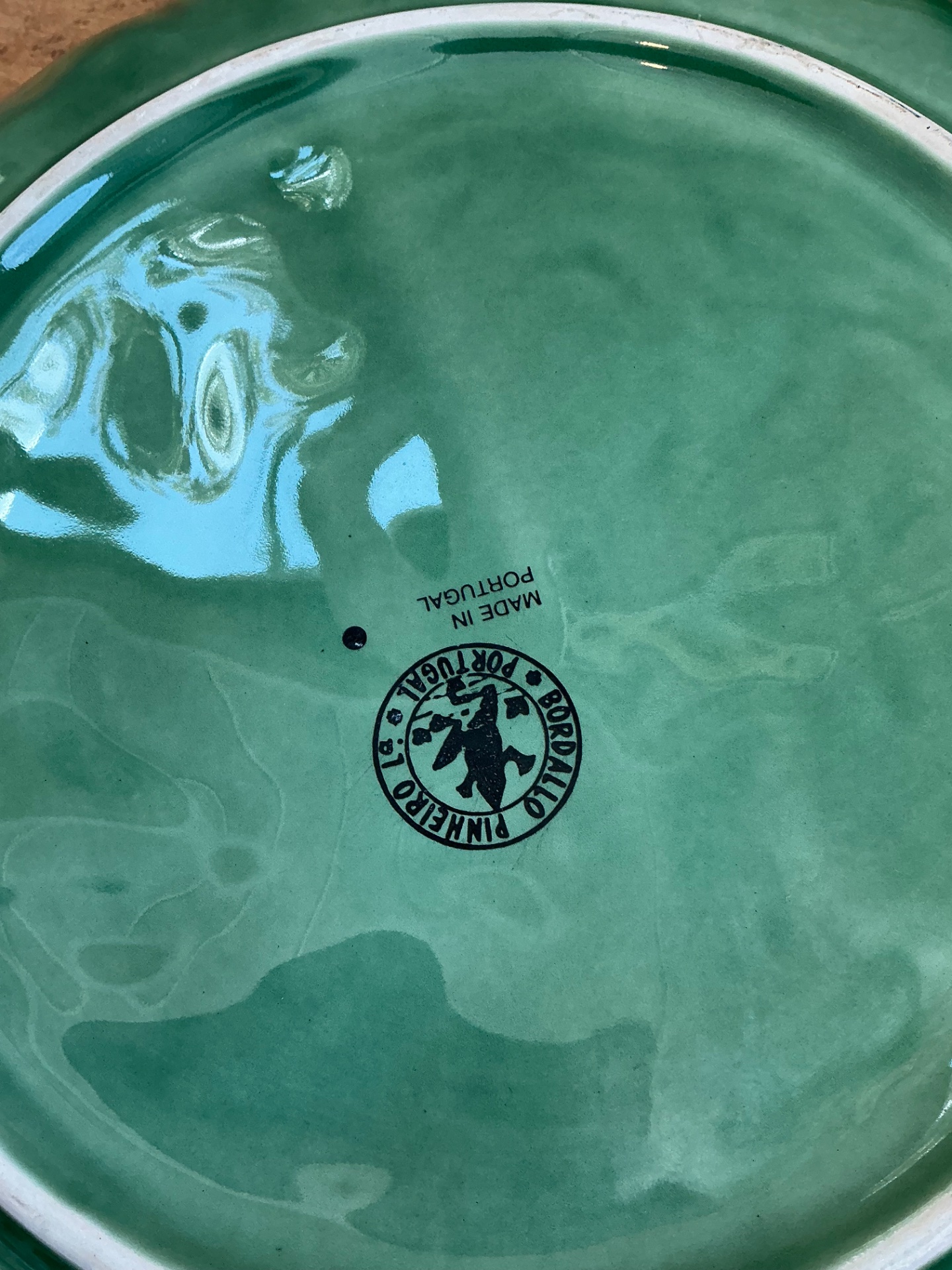 Vintage Bordallo Pinheiro Green Cabbage Leaf Plates - Set Of 4 - Top view