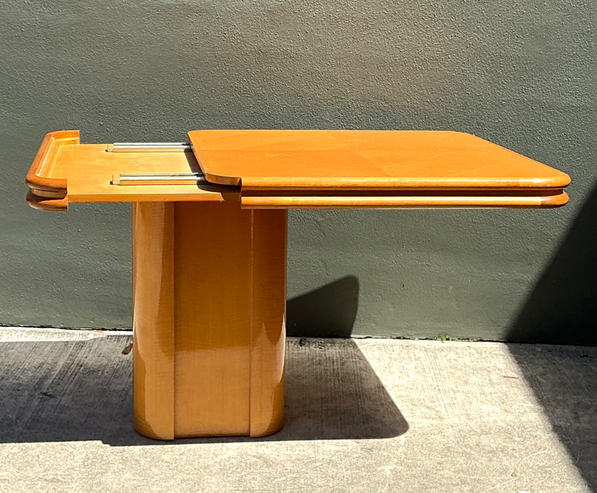 Vintage Geometric Wood Extendable Game Table - Back view