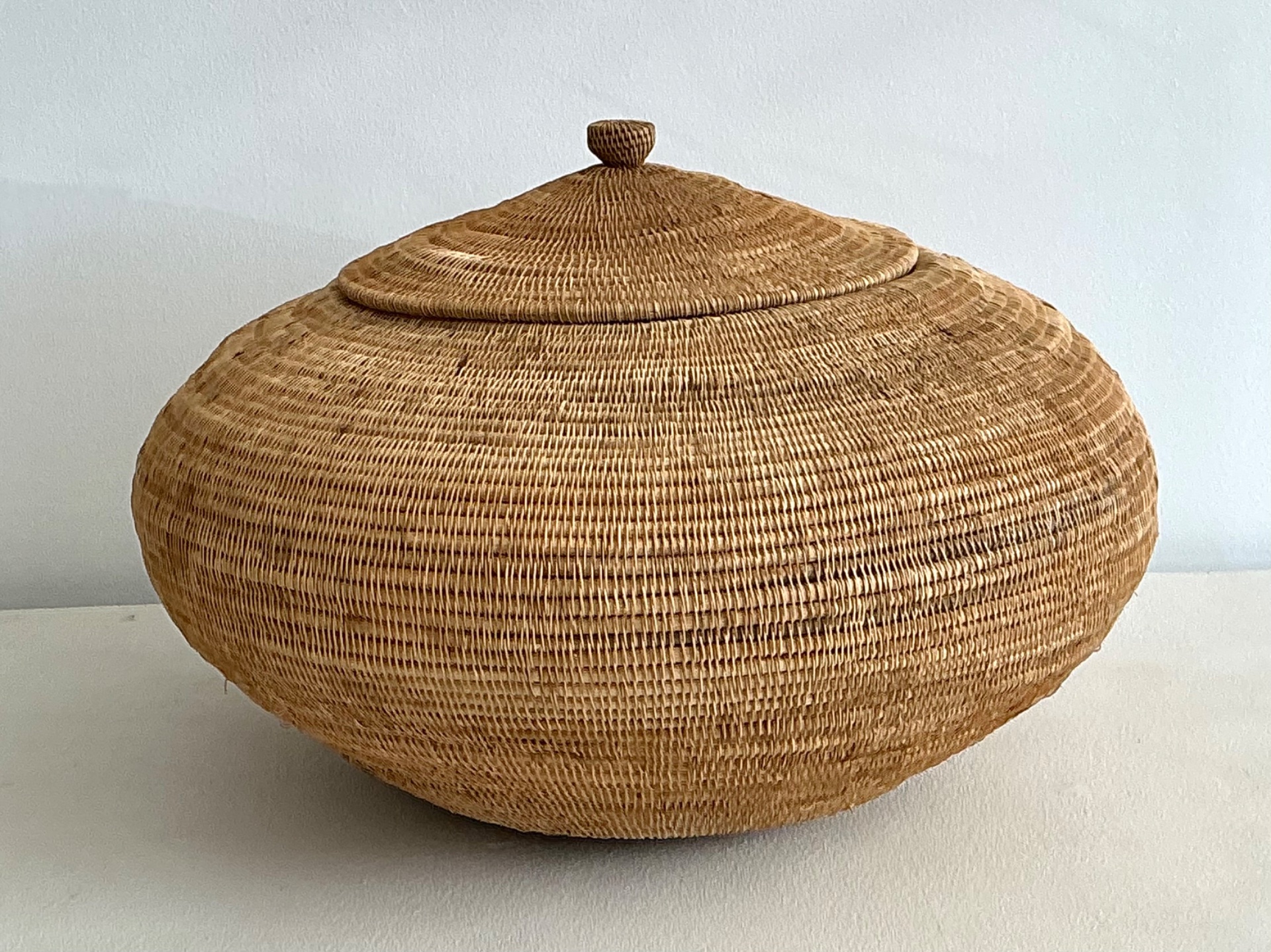 Vintage Natural Fiber Covered Basket - Detail view