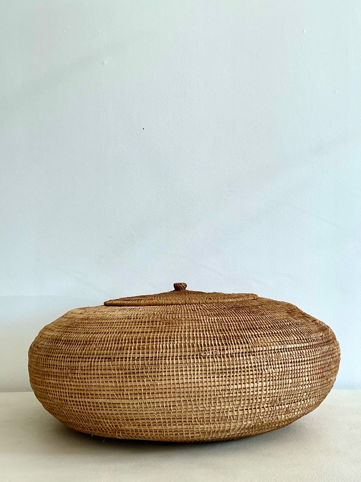 Vintage Woven Natural Fiber Basket - Top view