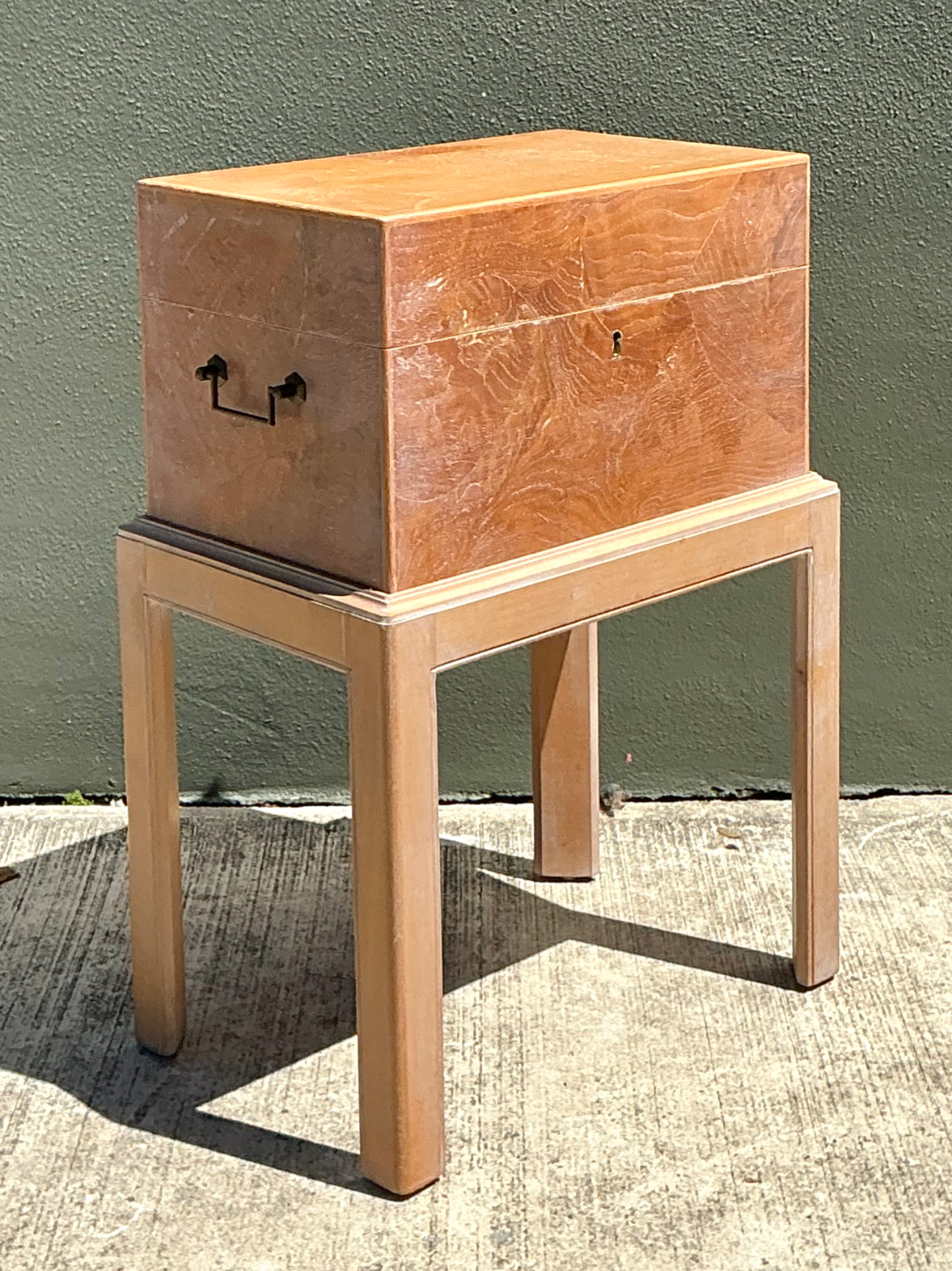 Chapman Italian Vintage Burl Trunk Drinks Table - Back view