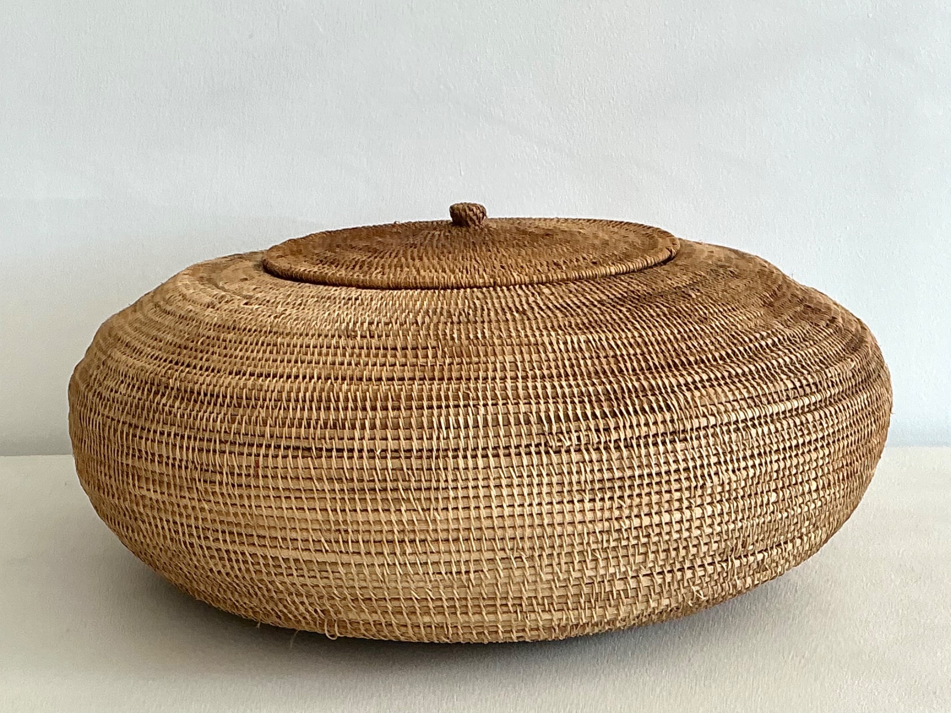 Vintage Woven Natural Fiber Basket - Back view