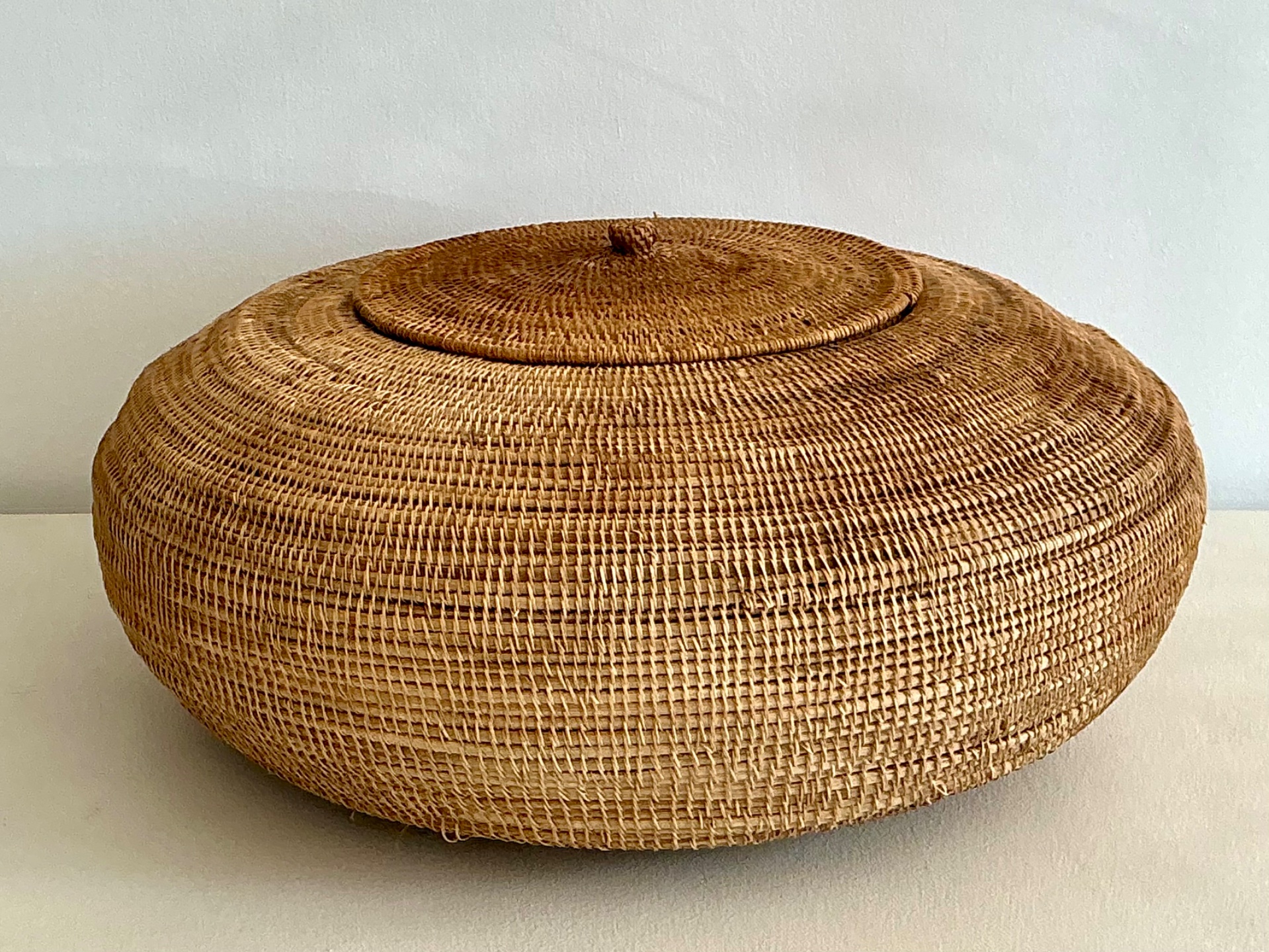 Vintage Woven Natural Fiber Basket - Detail view