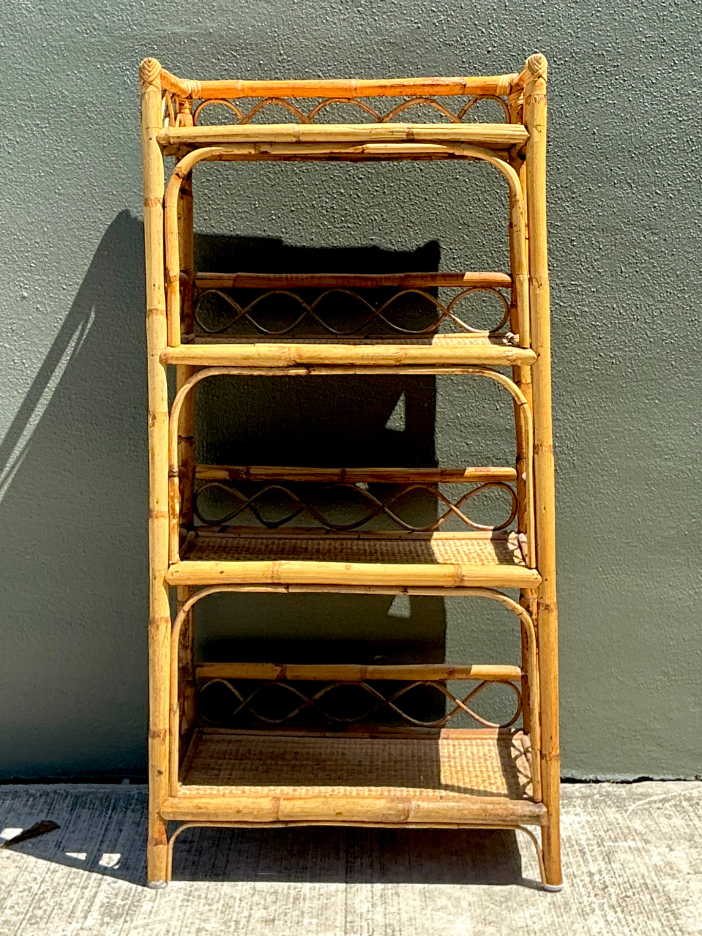 Vintage Bamboo and Rattan Etagere - Back view