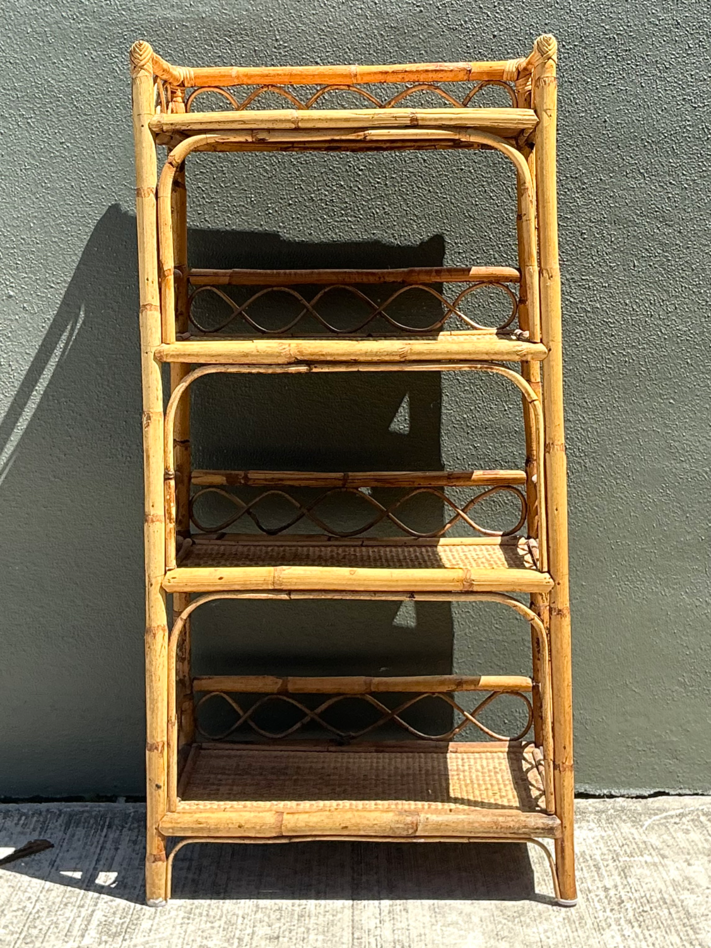 Vintage Bamboo and Rattan Etagere - Detail view