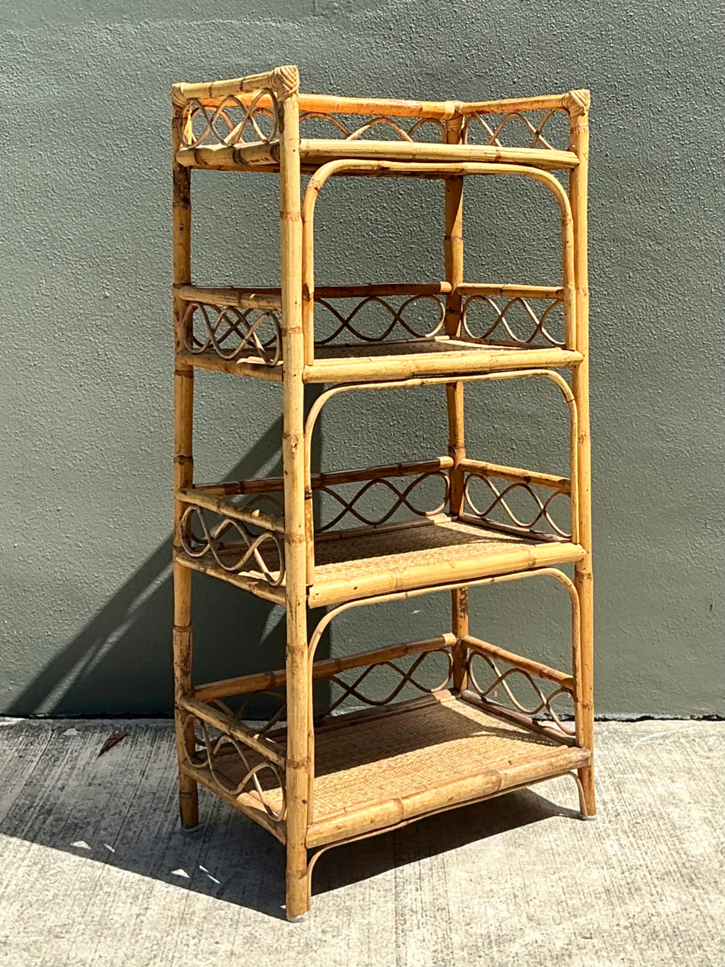 Vintage Bamboo and Rattan Etagere - Top view