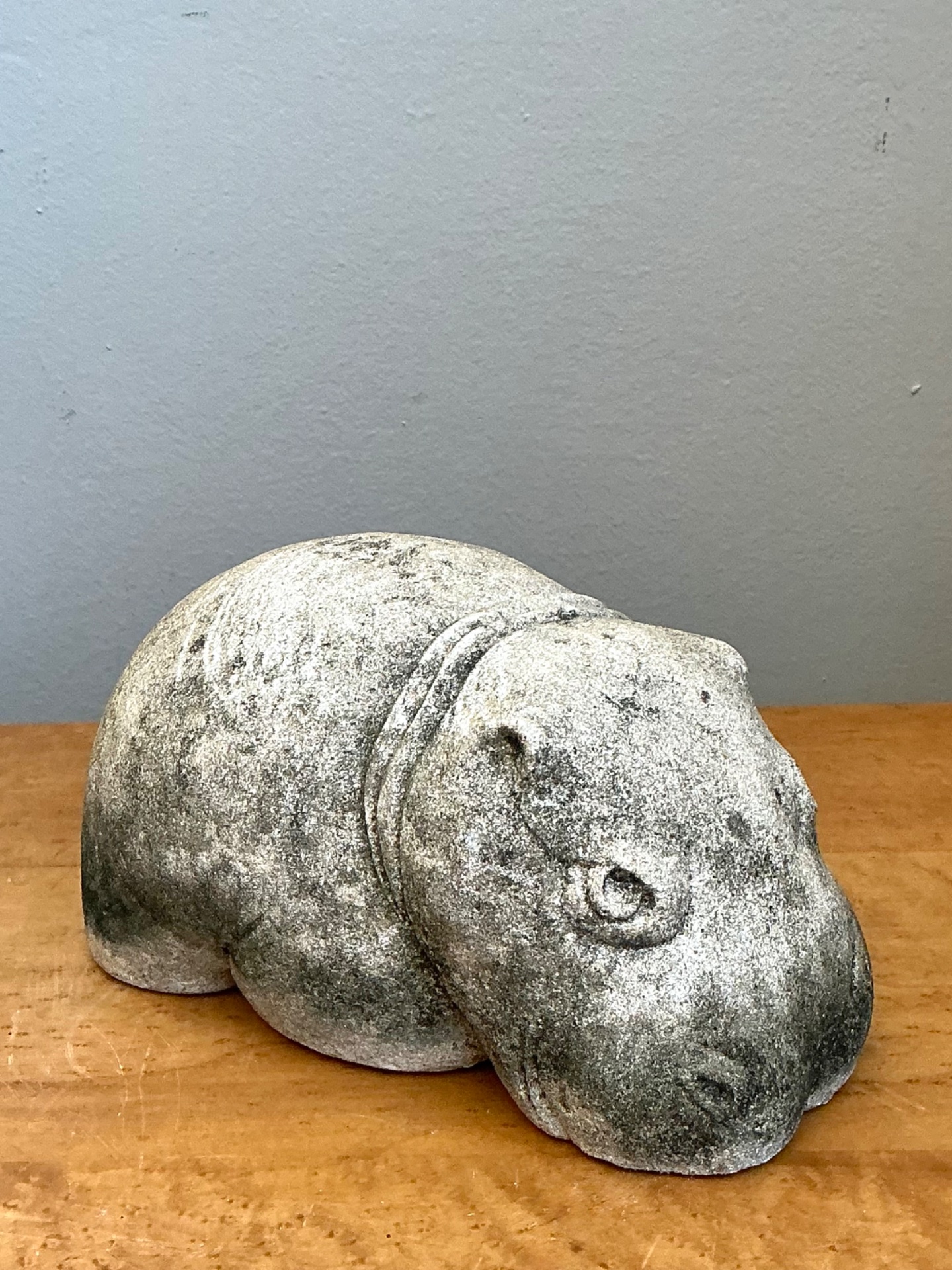 Vintage Cast Cement Hippo - Back view