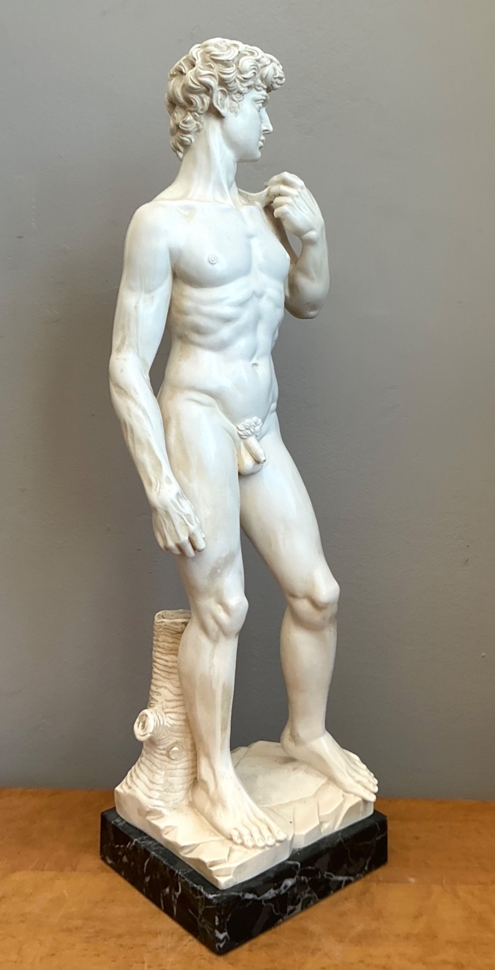 Vintage Italian Marble David Sculpture - Top view