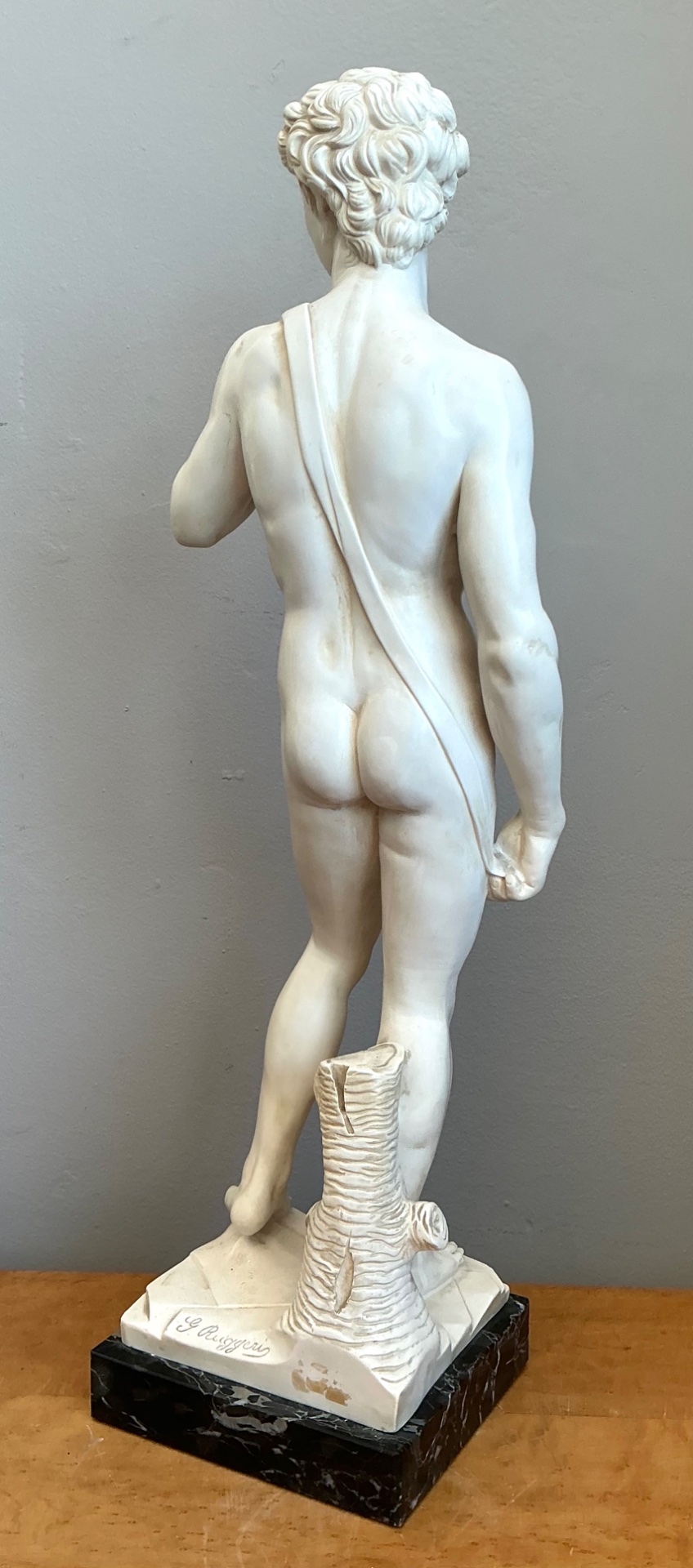 Vintage Italian Marble David Sculpture - Side view