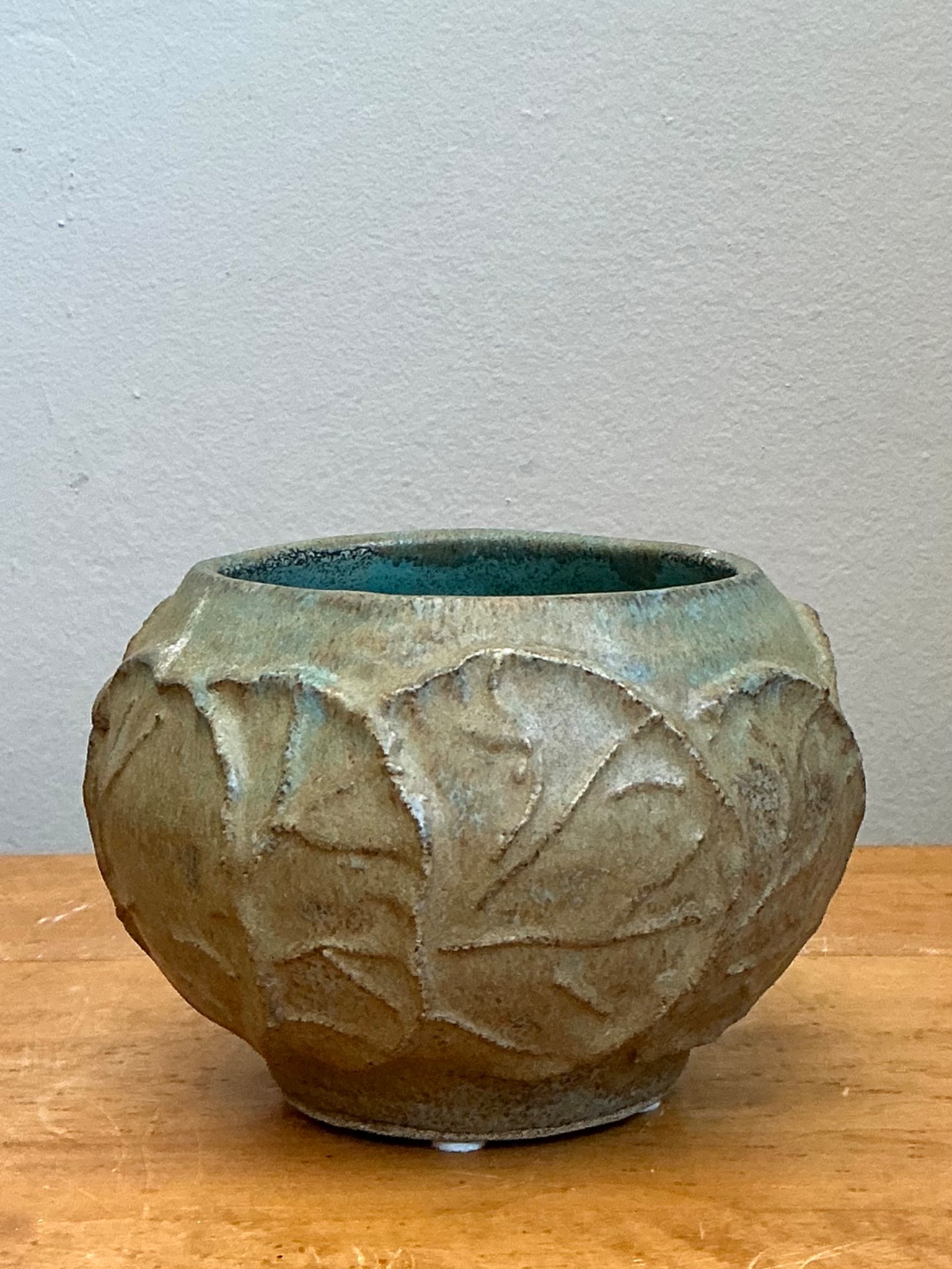 Vintage Lily Pad Motif Ceramic Bowl - Top view