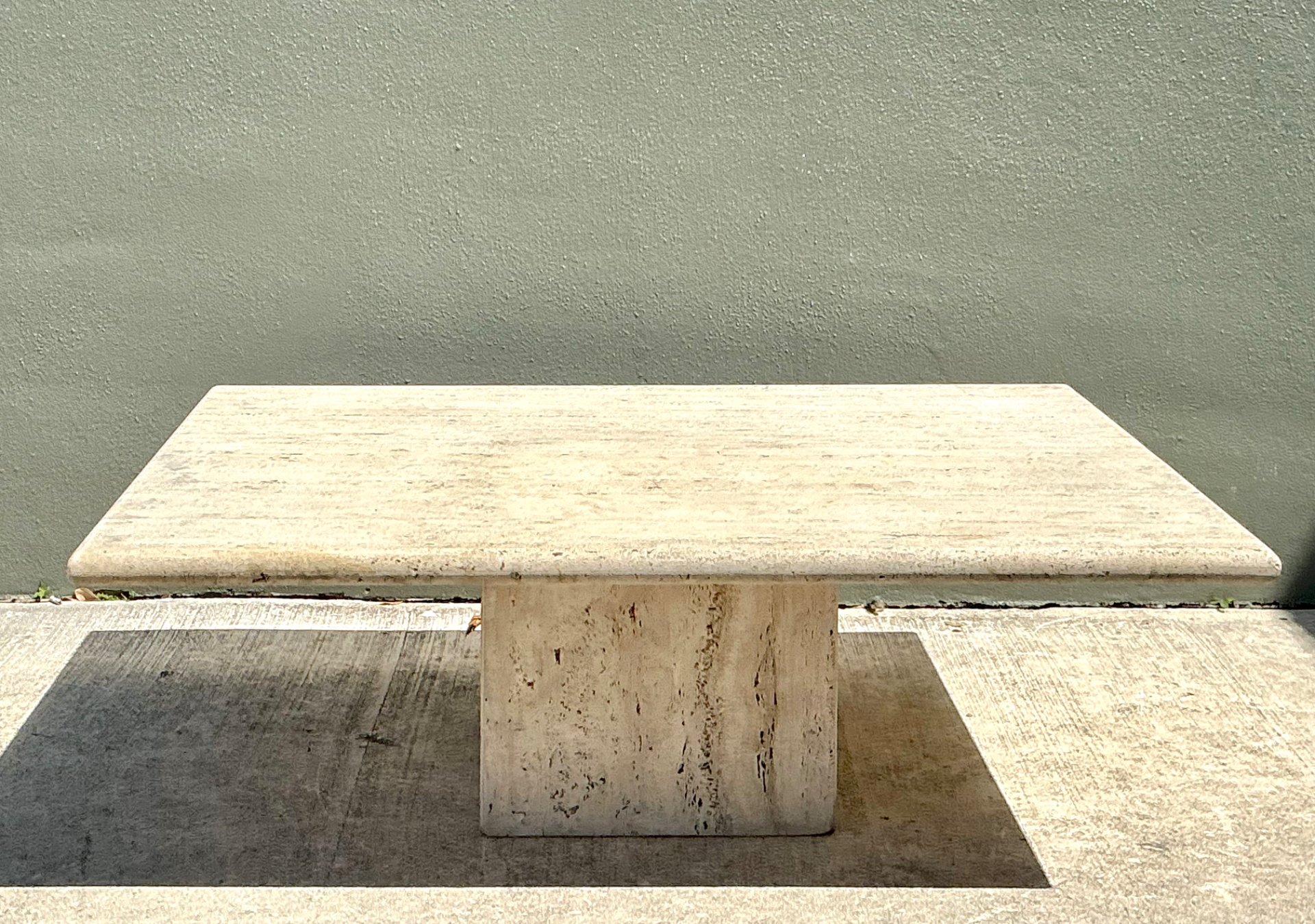 Vintage Italian Travertine Coffee Table - Side view