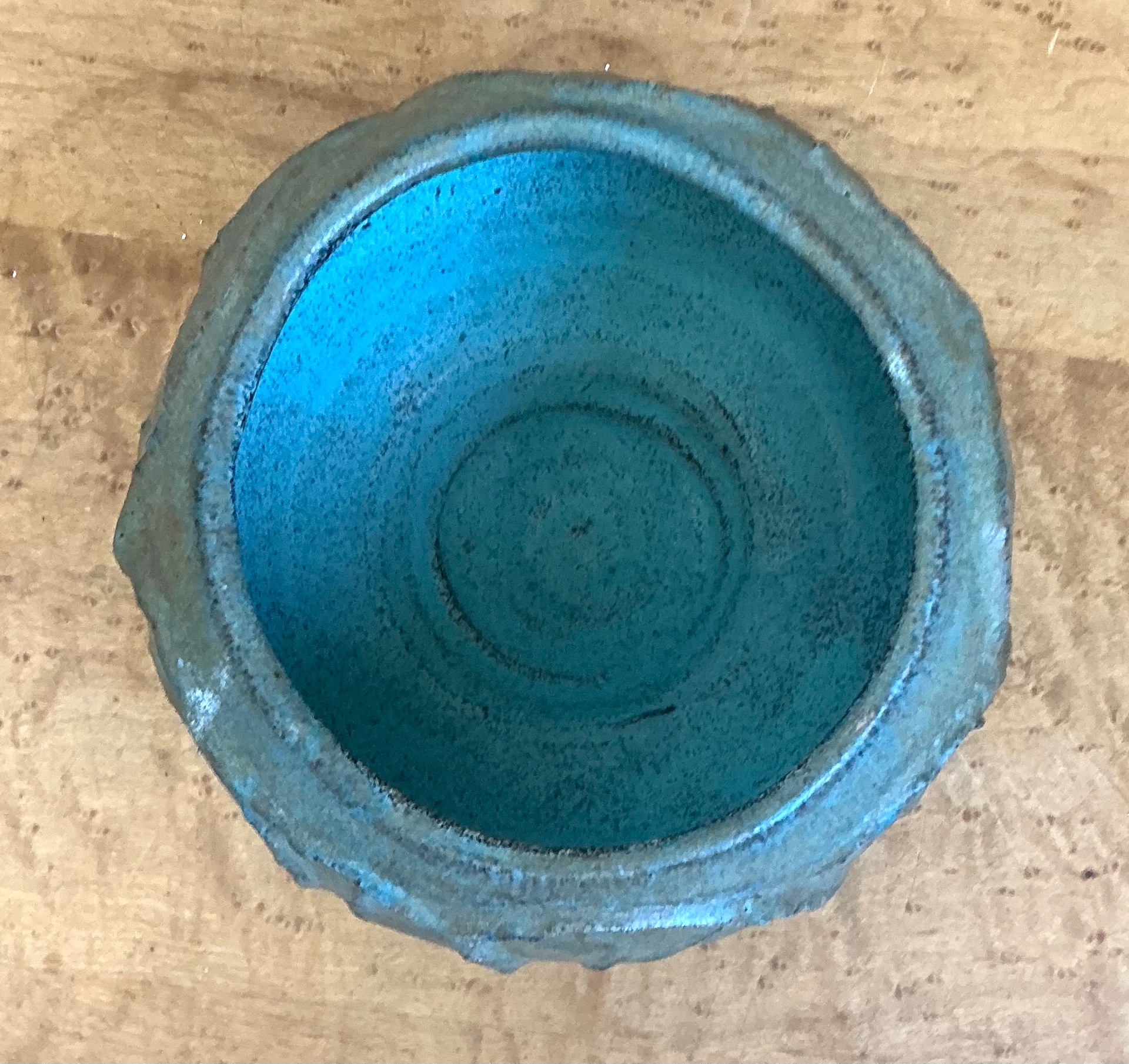 Vintage Lily Pad Motif Ceramic Bowl - Back view