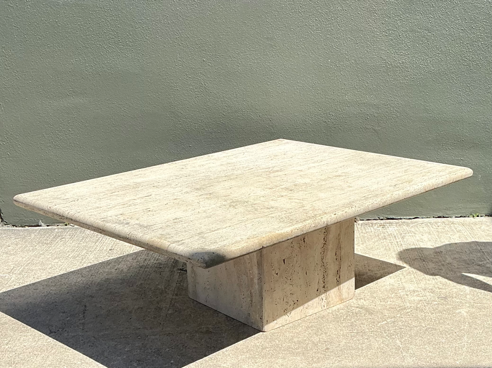 Vintage Italian Travertine Coffee Table - Back view