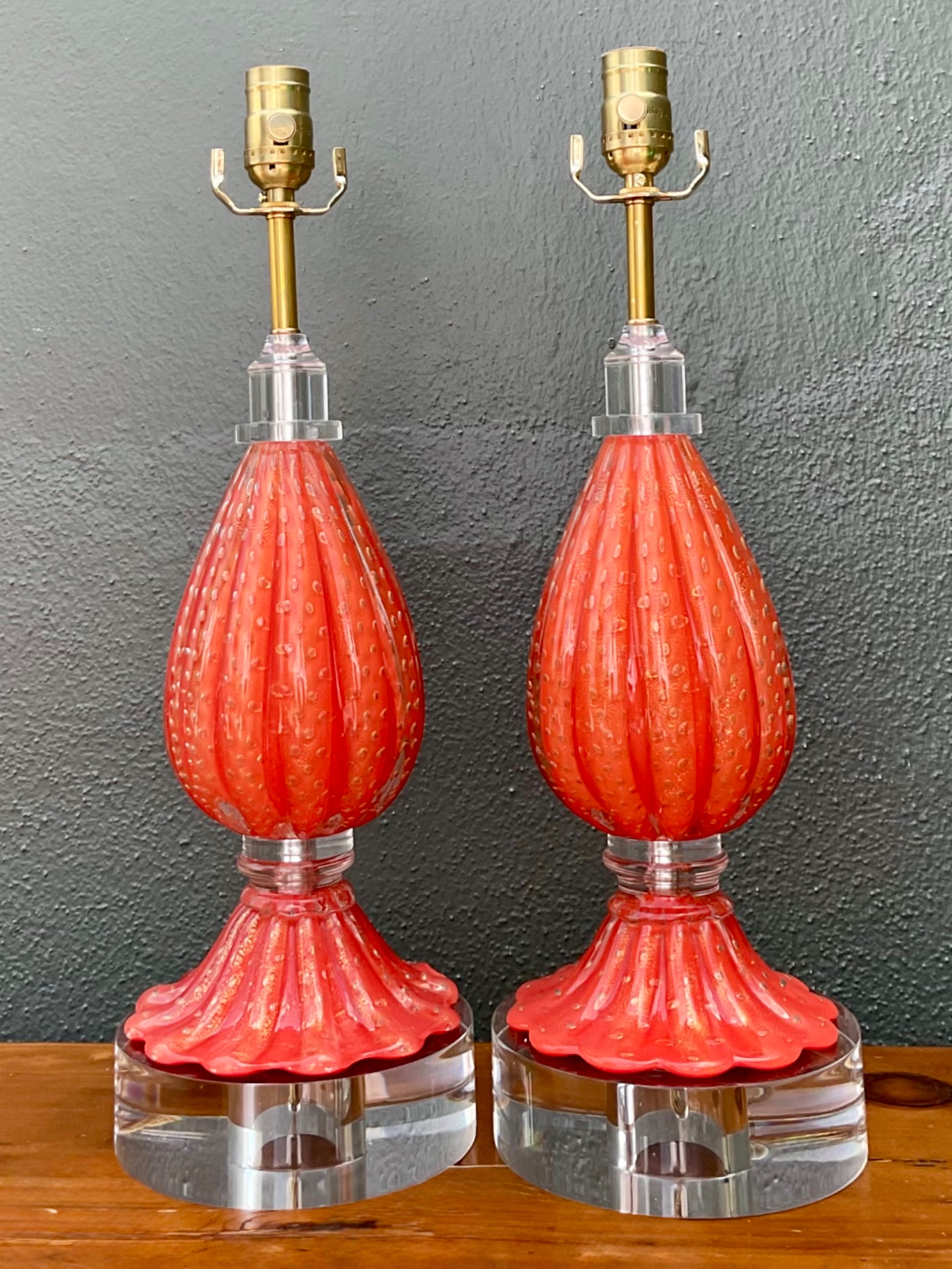 Vintage Italian Murano Glass Lamps - Set of 2 - Top view