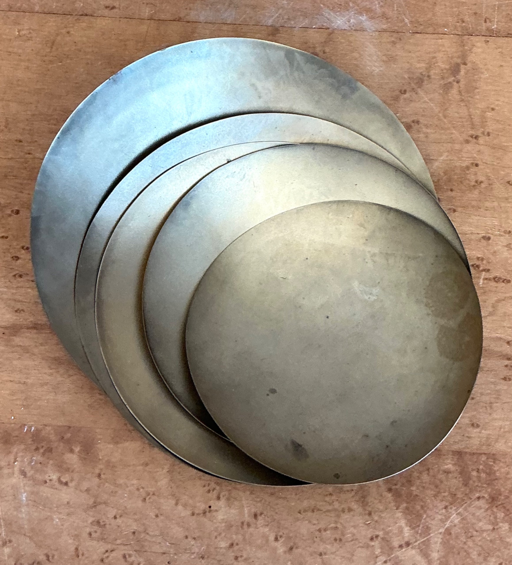Vintage Tom Dixon Brass Decorative Plates - Set Of 5 - Top view