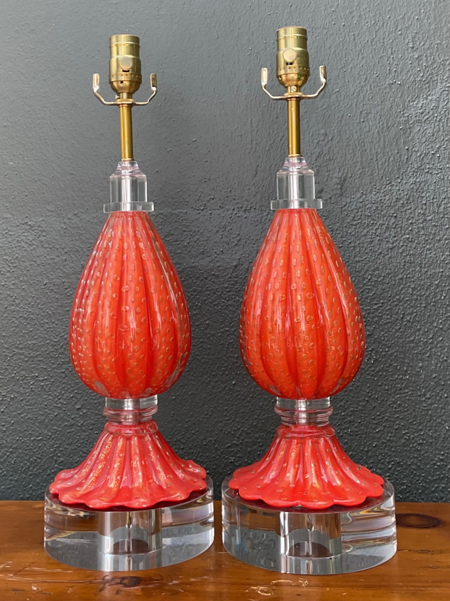 Vintage Italian Murano Glass Lamps - Set of 2 - Side view