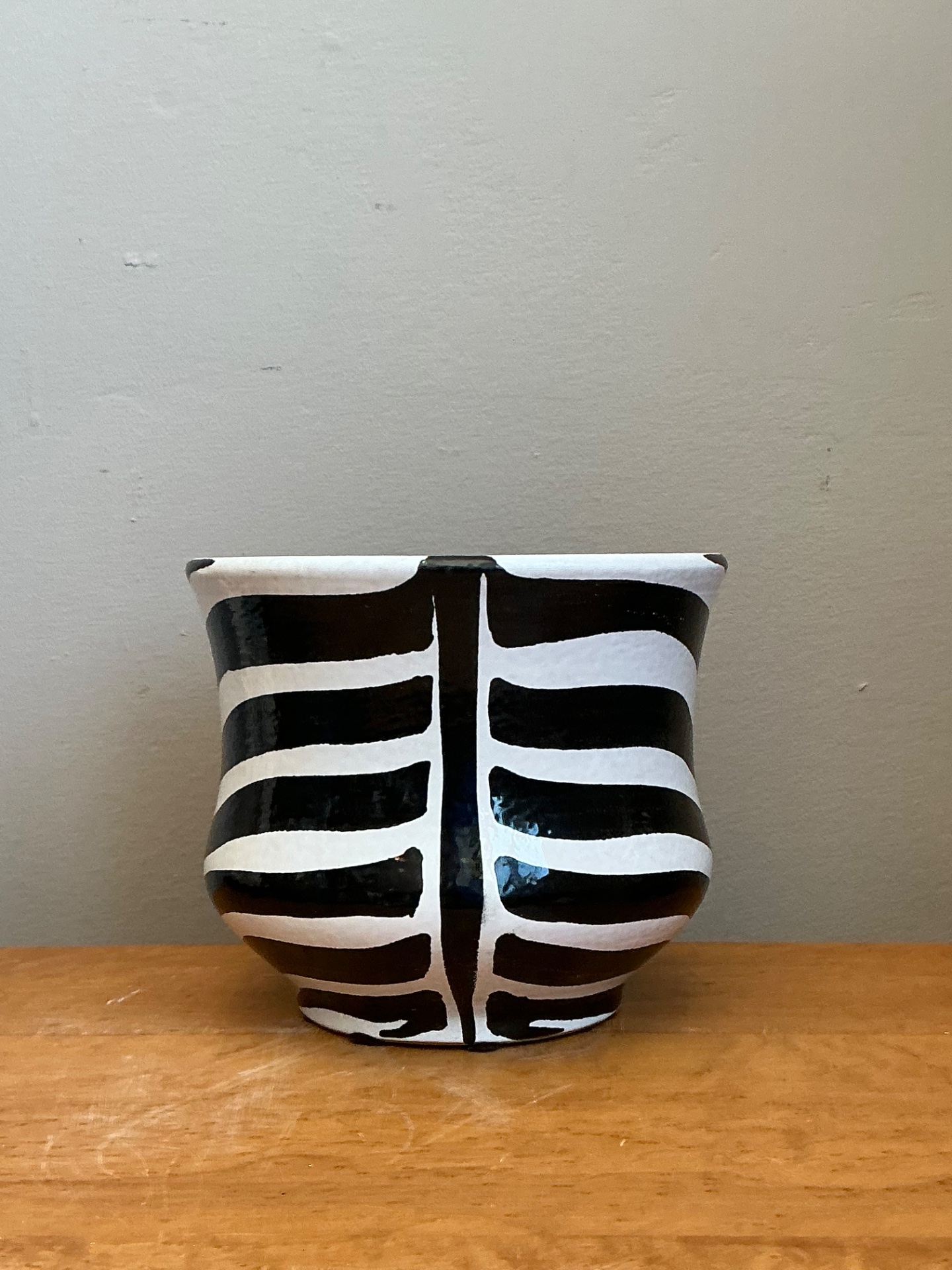 Vintage Italian Zebra Striped Cache Pot - Top view