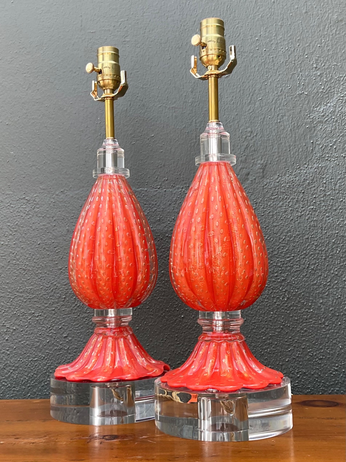 Vintage Italian Murano Glass Lamps - Set of 2 - Back view