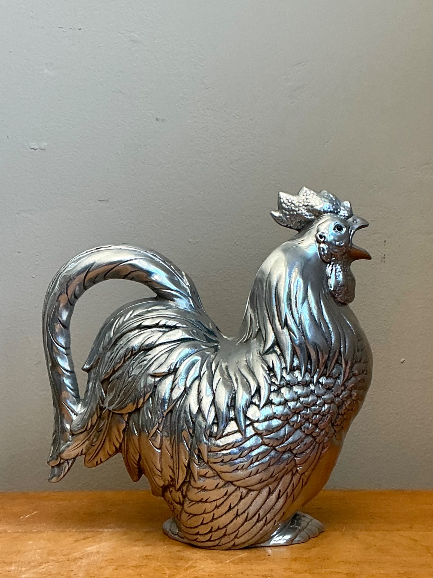 Vintage Arthur Court Pewter Rooster Pitcher - Top view