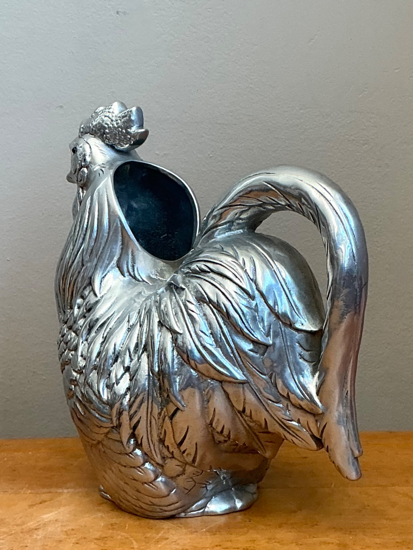 Vintage Arthur Court Pewter Rooster Pitcher - Detail view