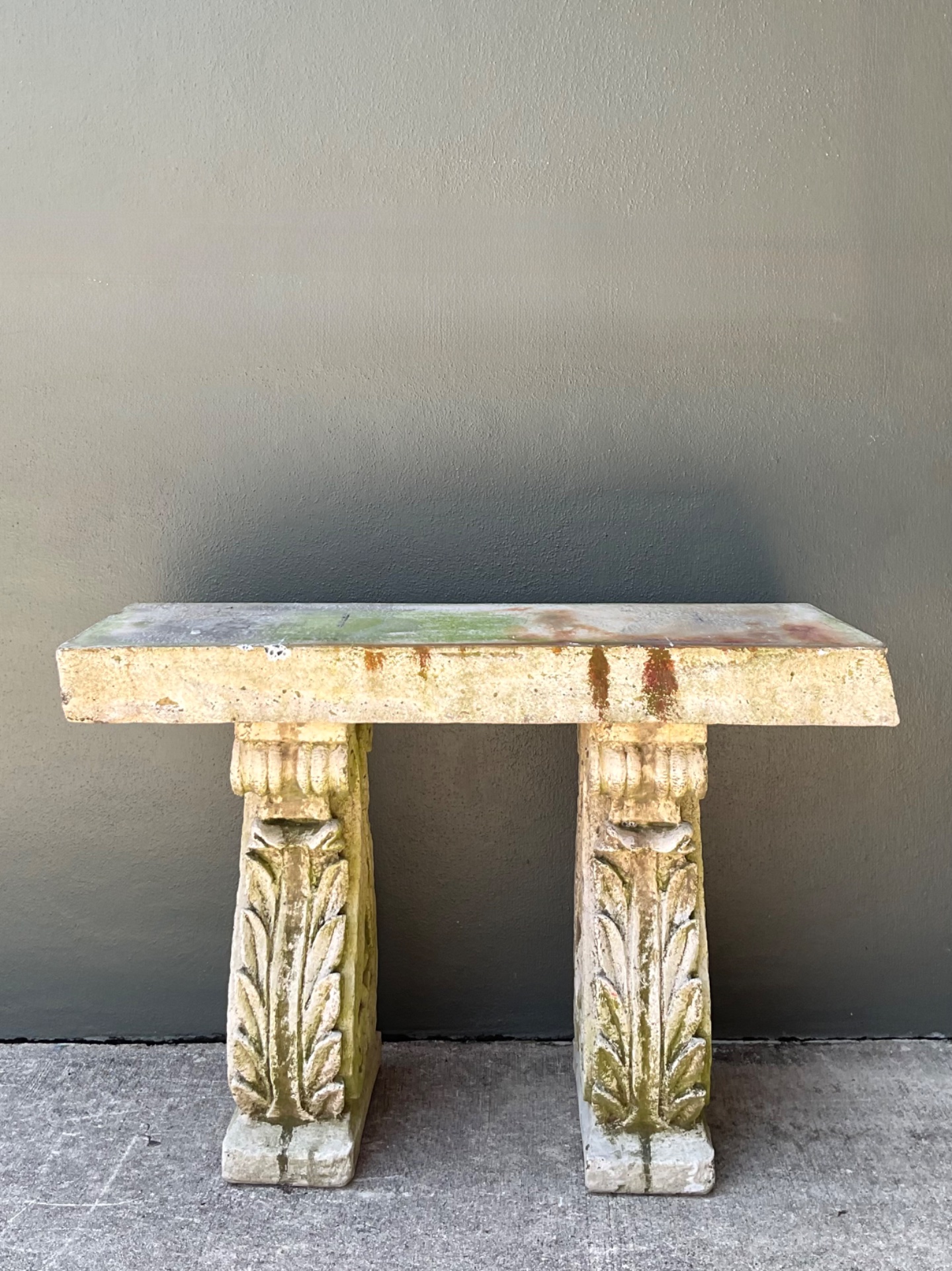 Vintage Ornate Cement Console Table - Detail view