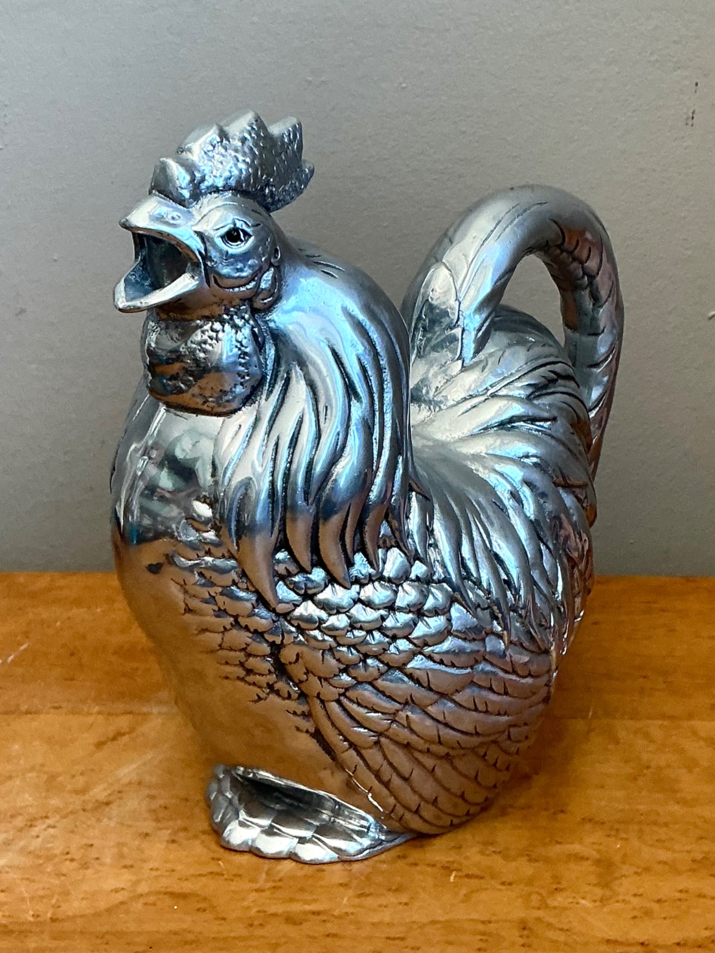 Vintage Arthur Court Pewter Rooster Pitcher - Back view