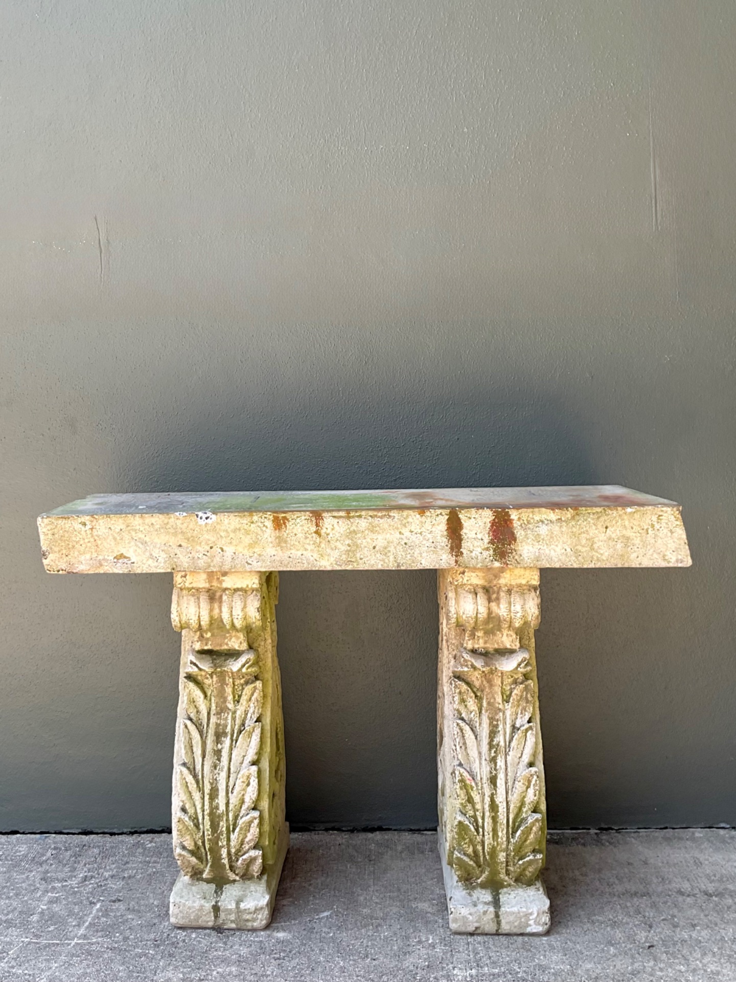Vintage Ornate Cement Console Table - Back view