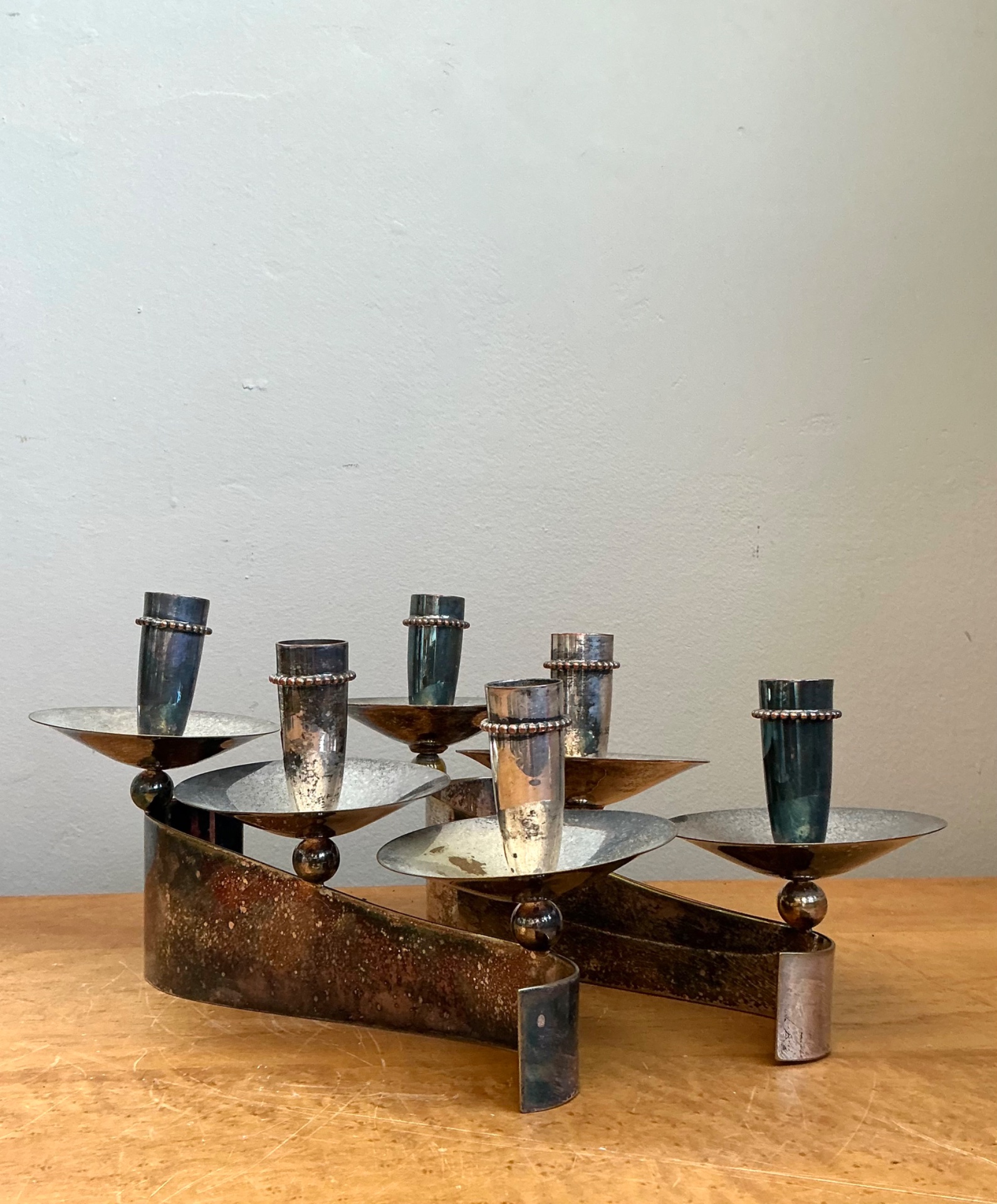 Vintage Carole Stupell For Royal Hickman Silverplate Candlesticks - A Pair - Back view
