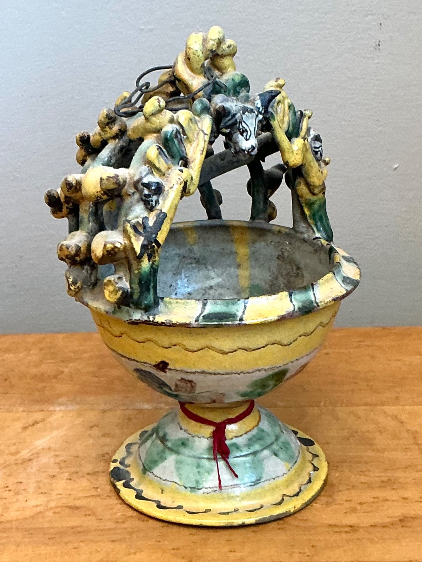 Vintage Polychromed Ceramic Incensario - Top view