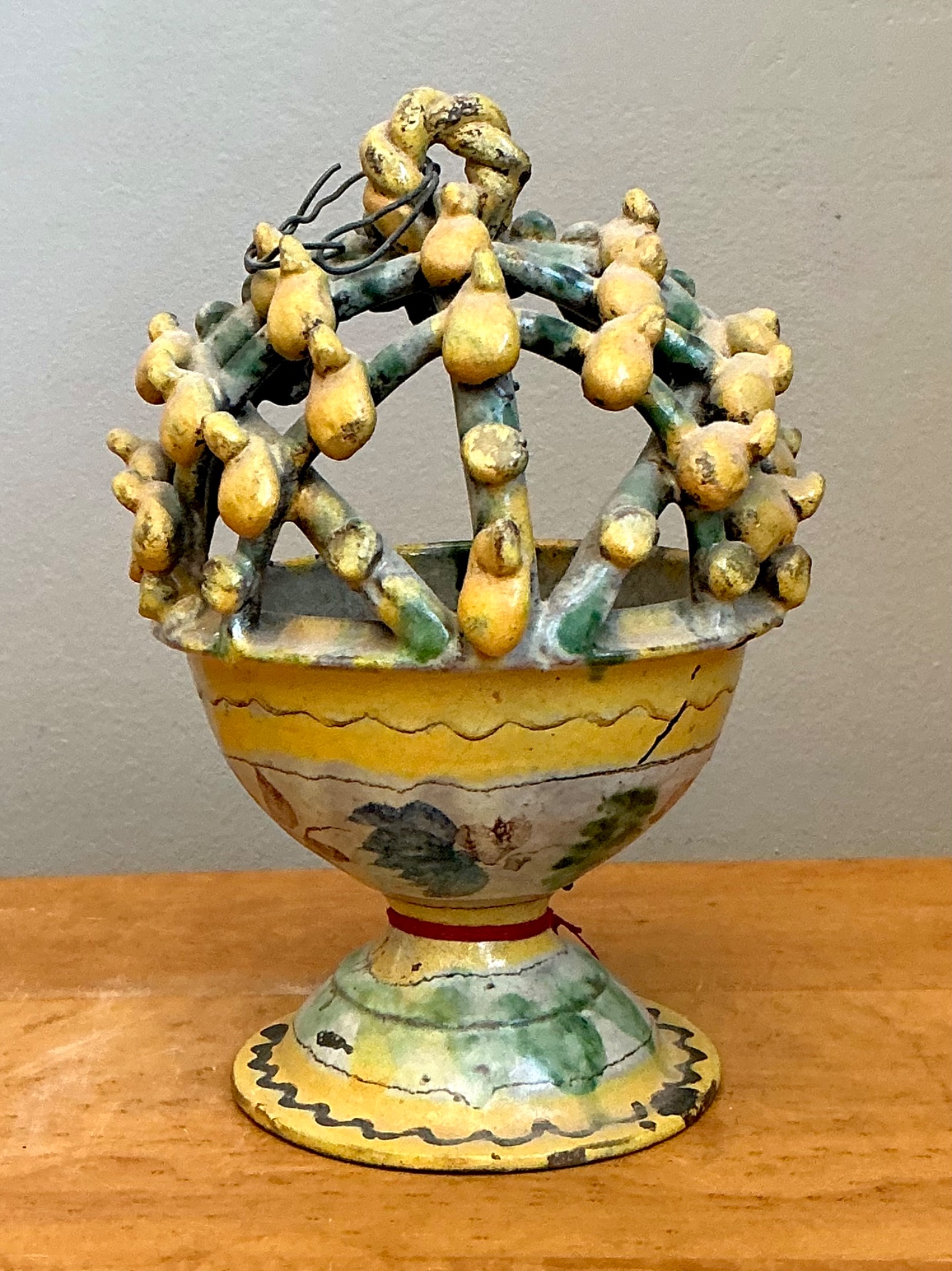 Vintage Polychromed Ceramic Incensario - Back view