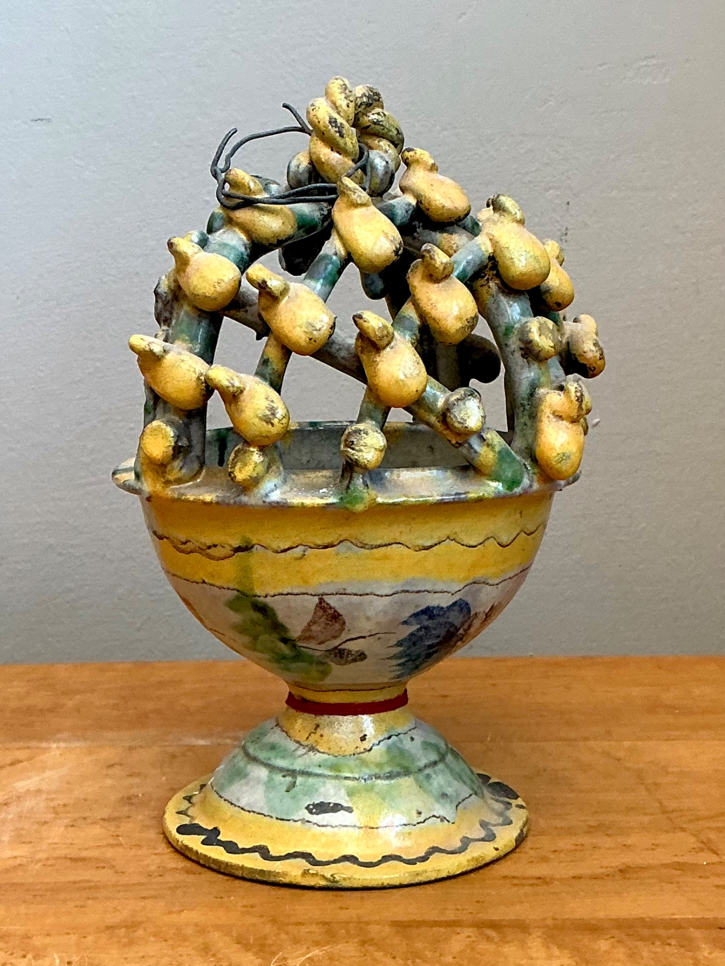 Vintage Polychromed Ceramic Incensario - Detail view