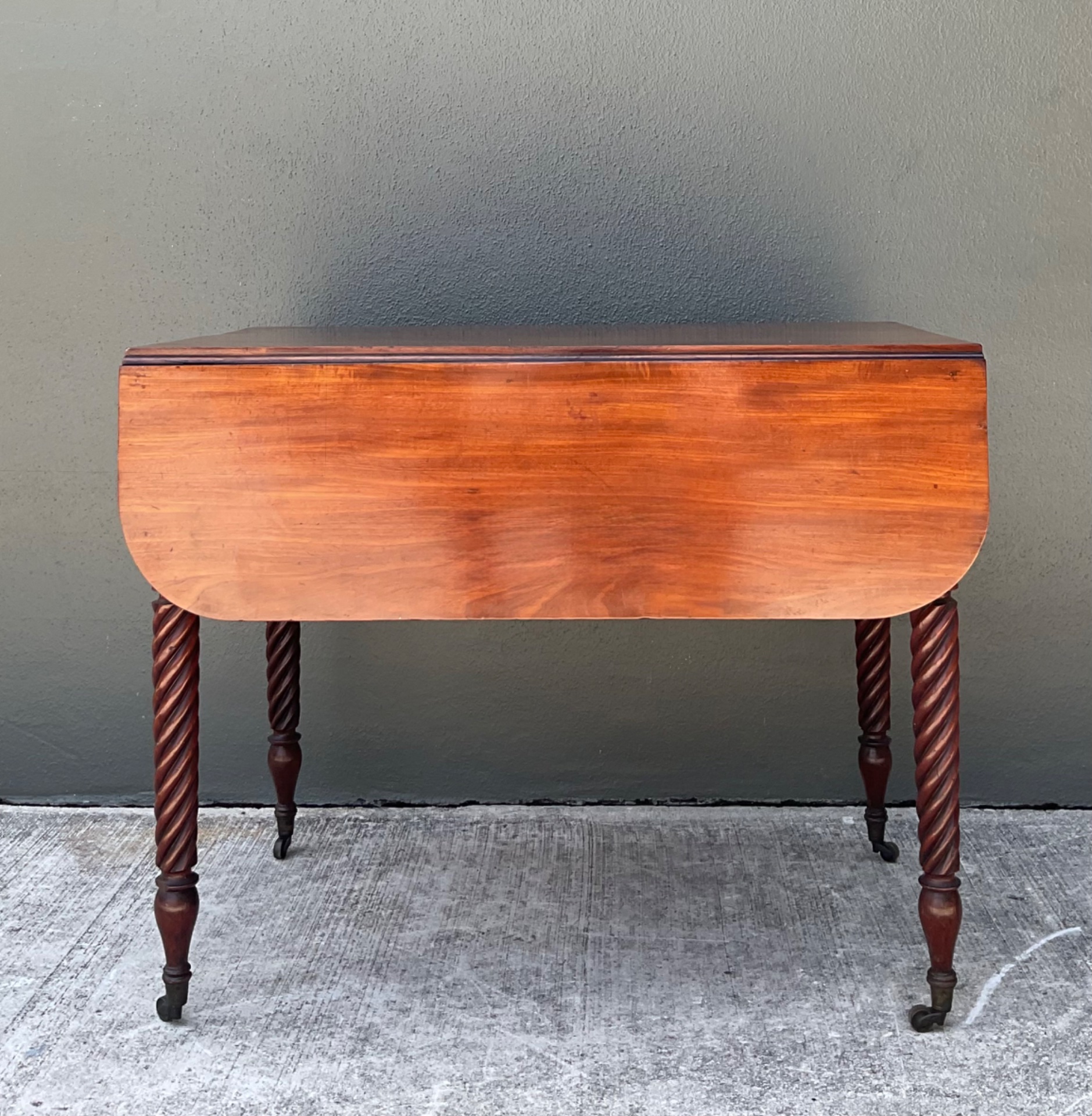 Vintage Mahogany Drop Leaf Table - Mahogany, 35.75W x 28.5H - Side view