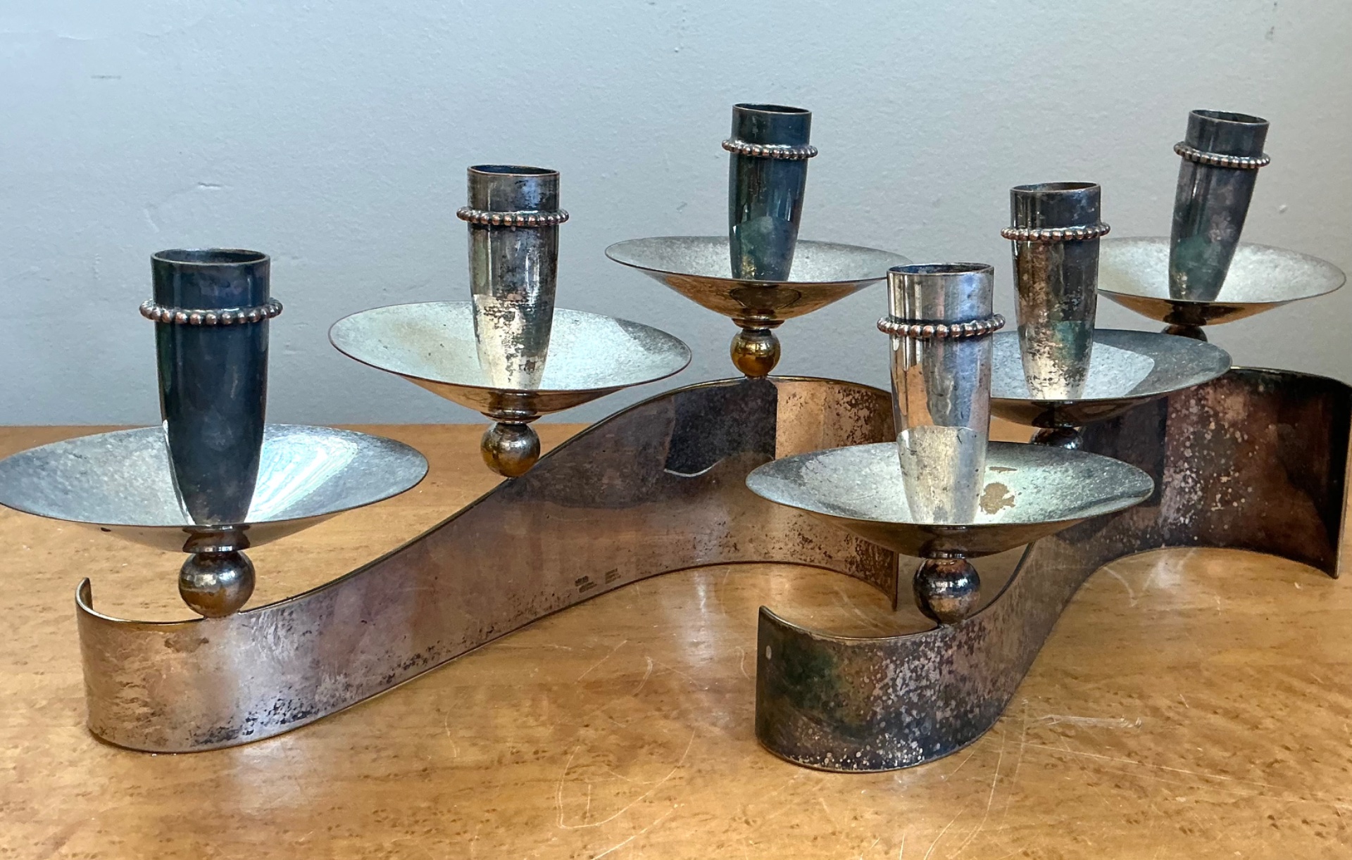 Vintage Carole Stupell For Royal Hickman Silverplate Candlesticks - A Pair - Side view