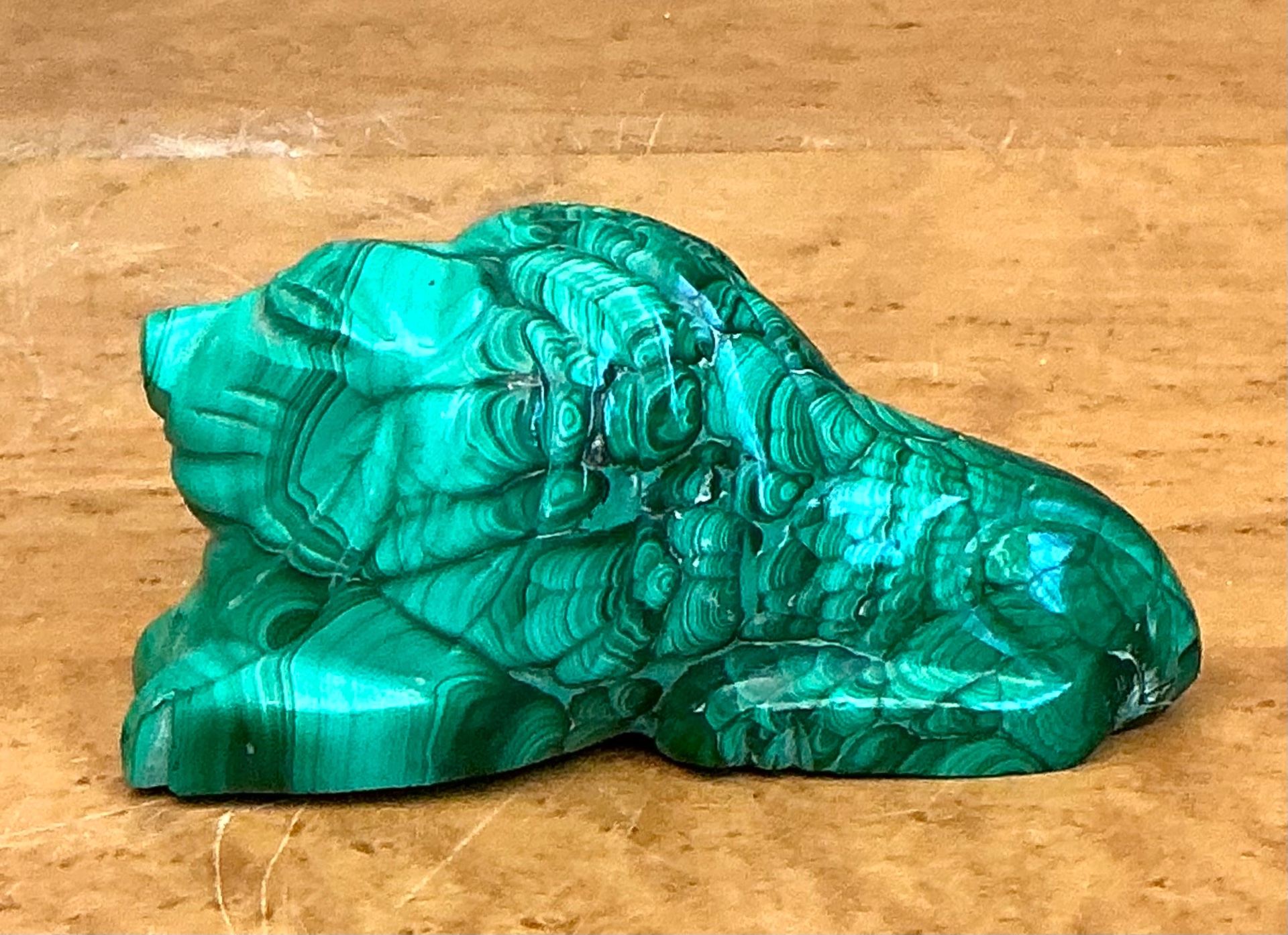 Vintage Malachite Carved Lion Sculpture - Top view