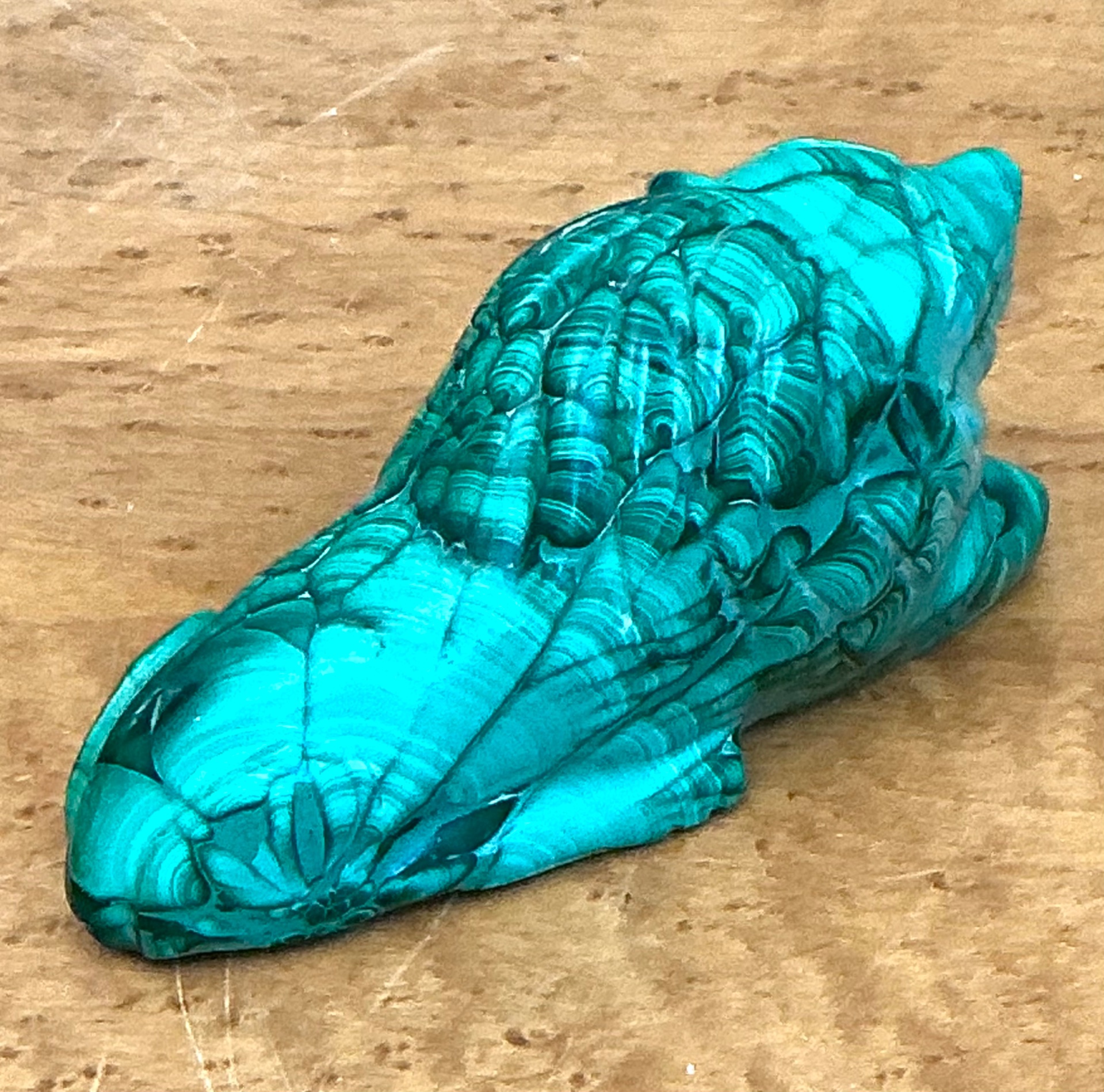 Vintage Malachite Carved Lion Sculpture - Top view