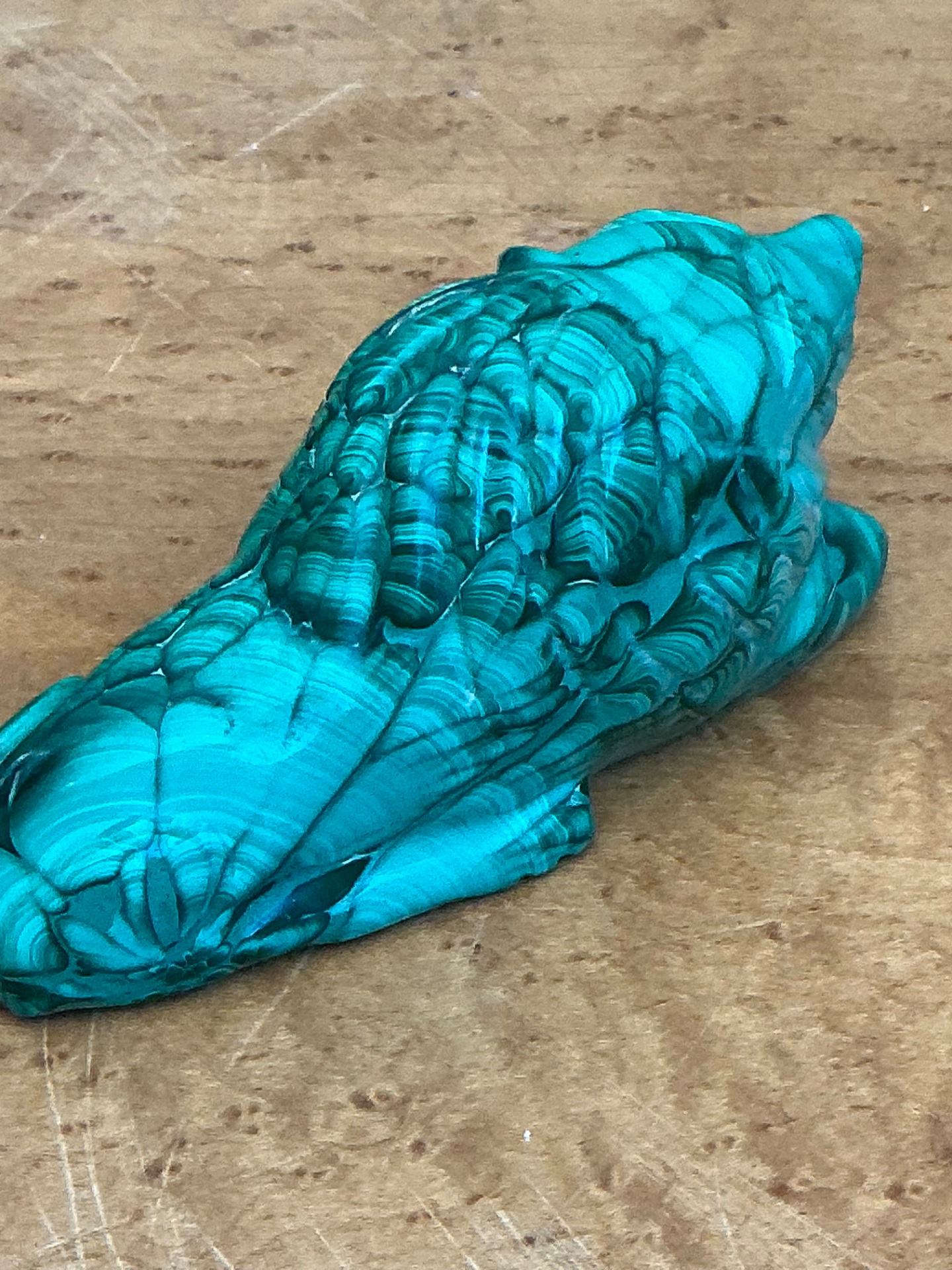 Vintage Malachite Carved Lion Sculpture - Back view