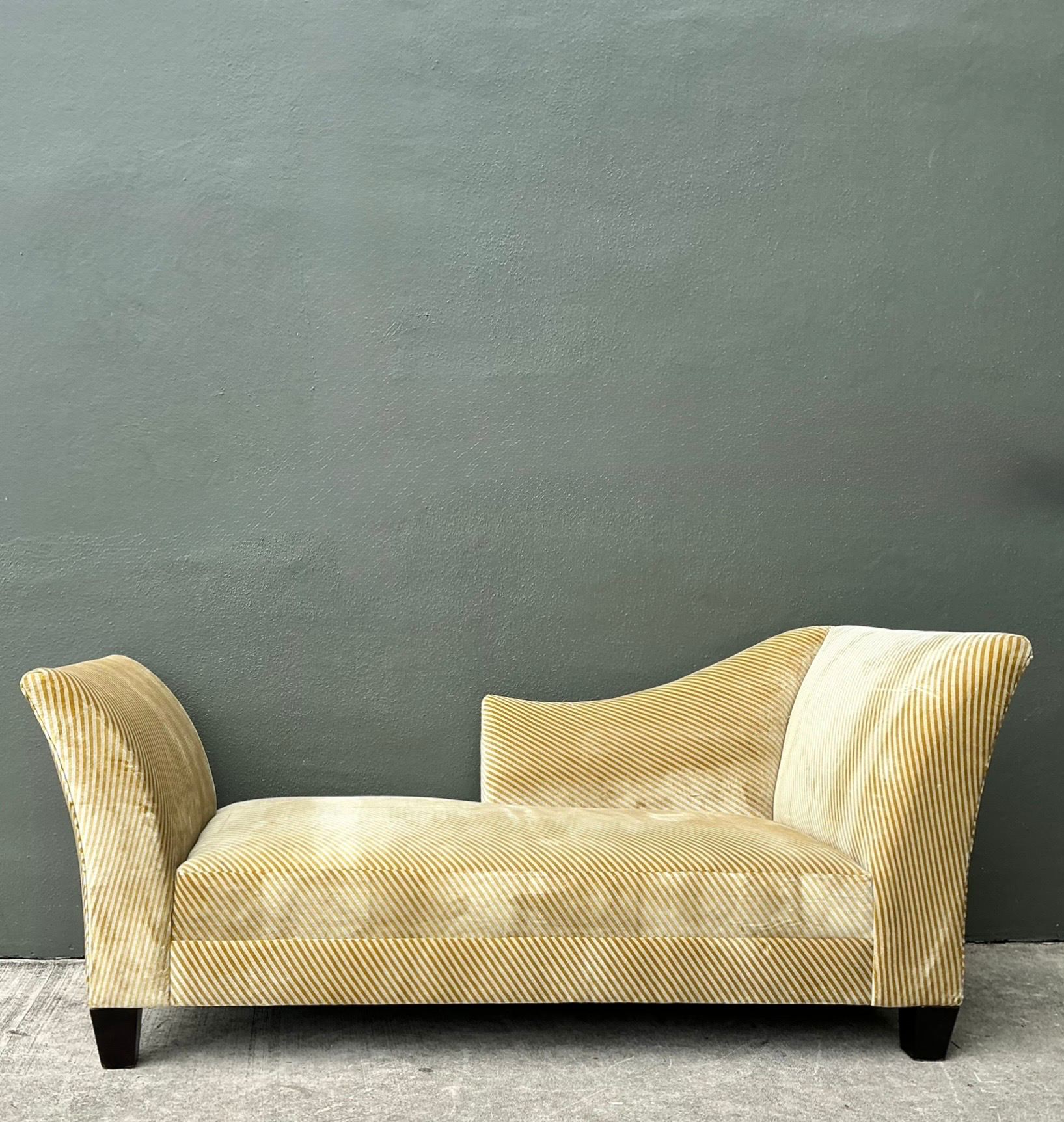 Vintage Striped Kelly Wearstler Velvet Chaise Lounge - Side view