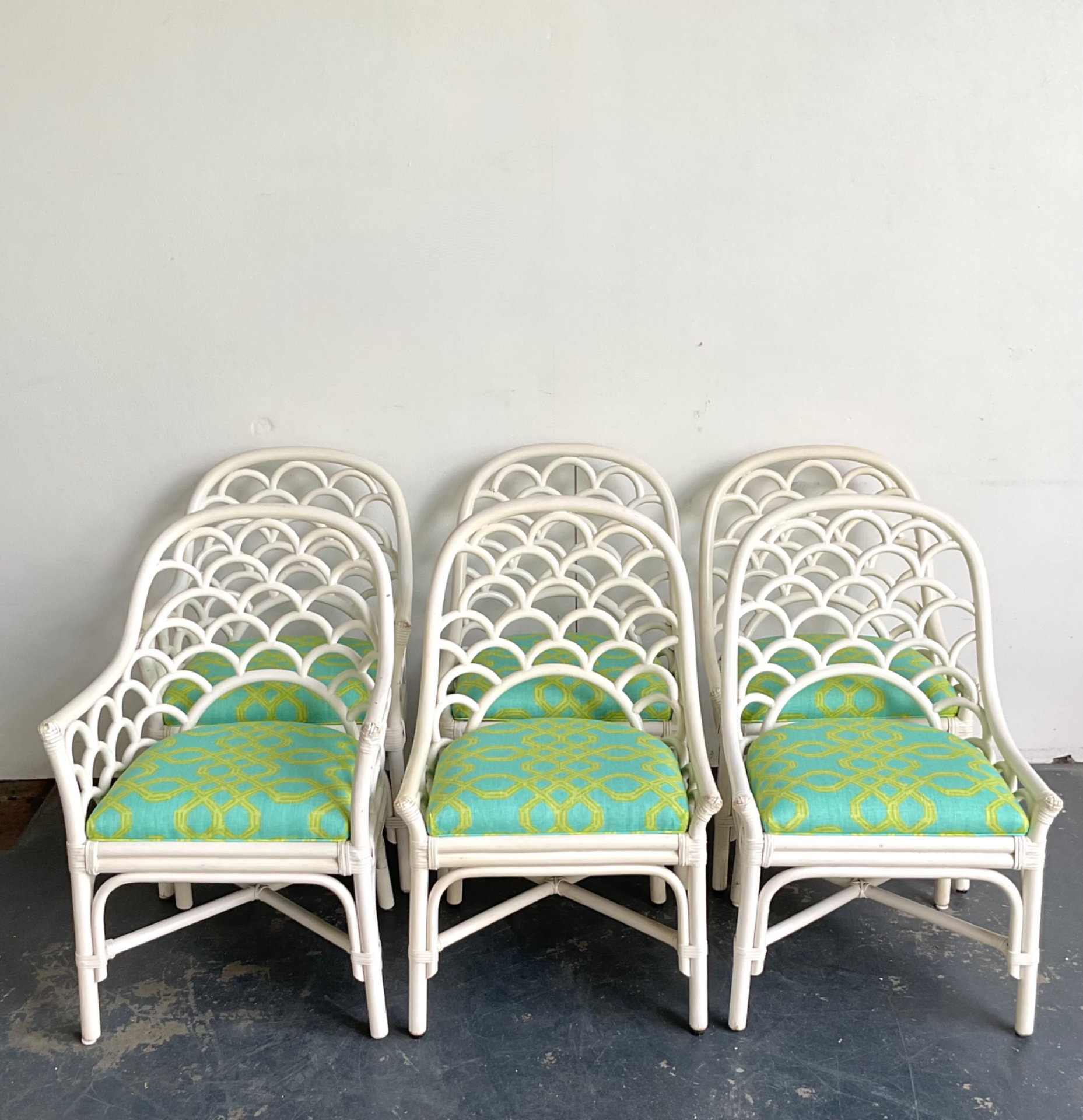 Chairs in Lilly Pulitzer for Lee Jofa “Well Connected” Set of 6 - Side view