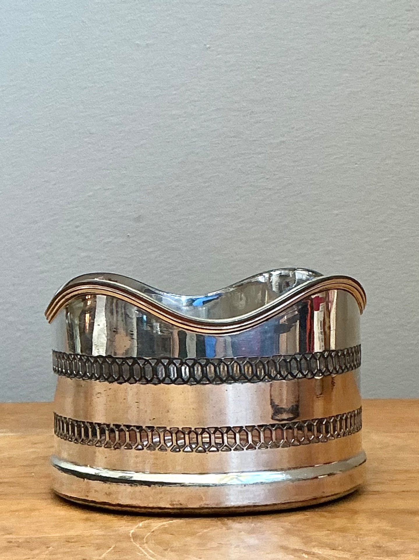 Vintage Silverplate Wine Coaster - Side view