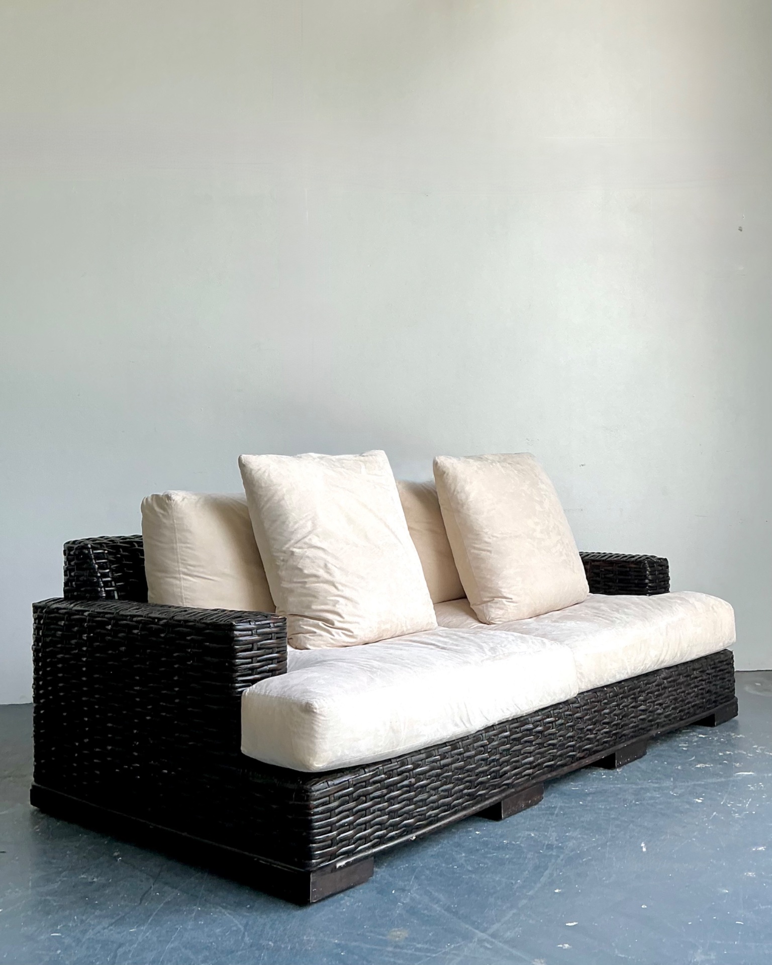 Vintage Ralph Lauren Woven Rattan Three-Seat Sofa - Back view