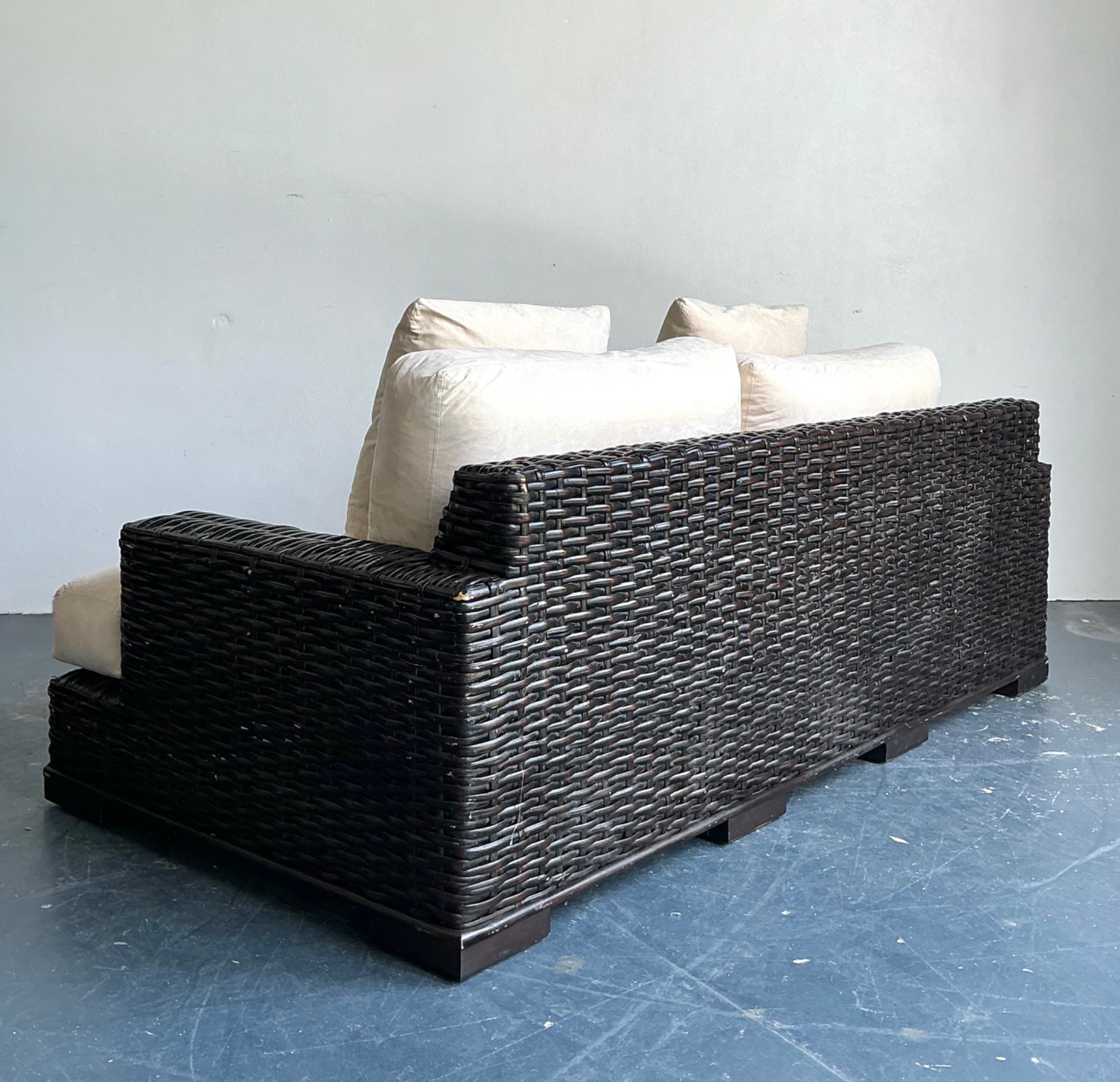 Vintage Ralph Lauren Woven Rattan Three-Seat Sofa - Top view